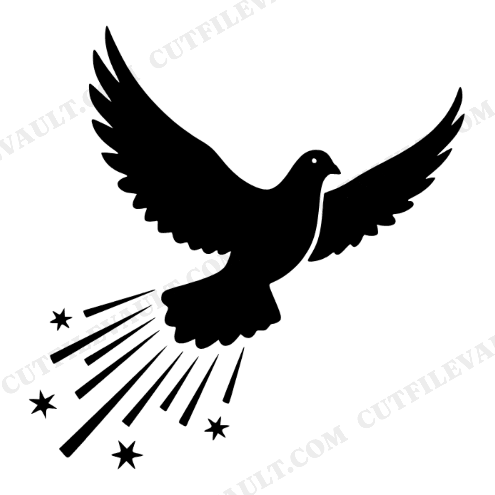 New Year's Eve Dove SVG, Mid Century Modern Firework Burst PNG, Geometric Bird Cut File, view 1