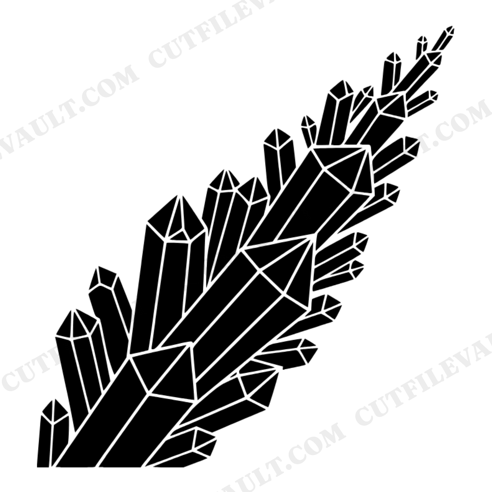 Geometric Crystal Cluster SVG PNG, Diagonal Corner Design for Modern Wedding Invitations