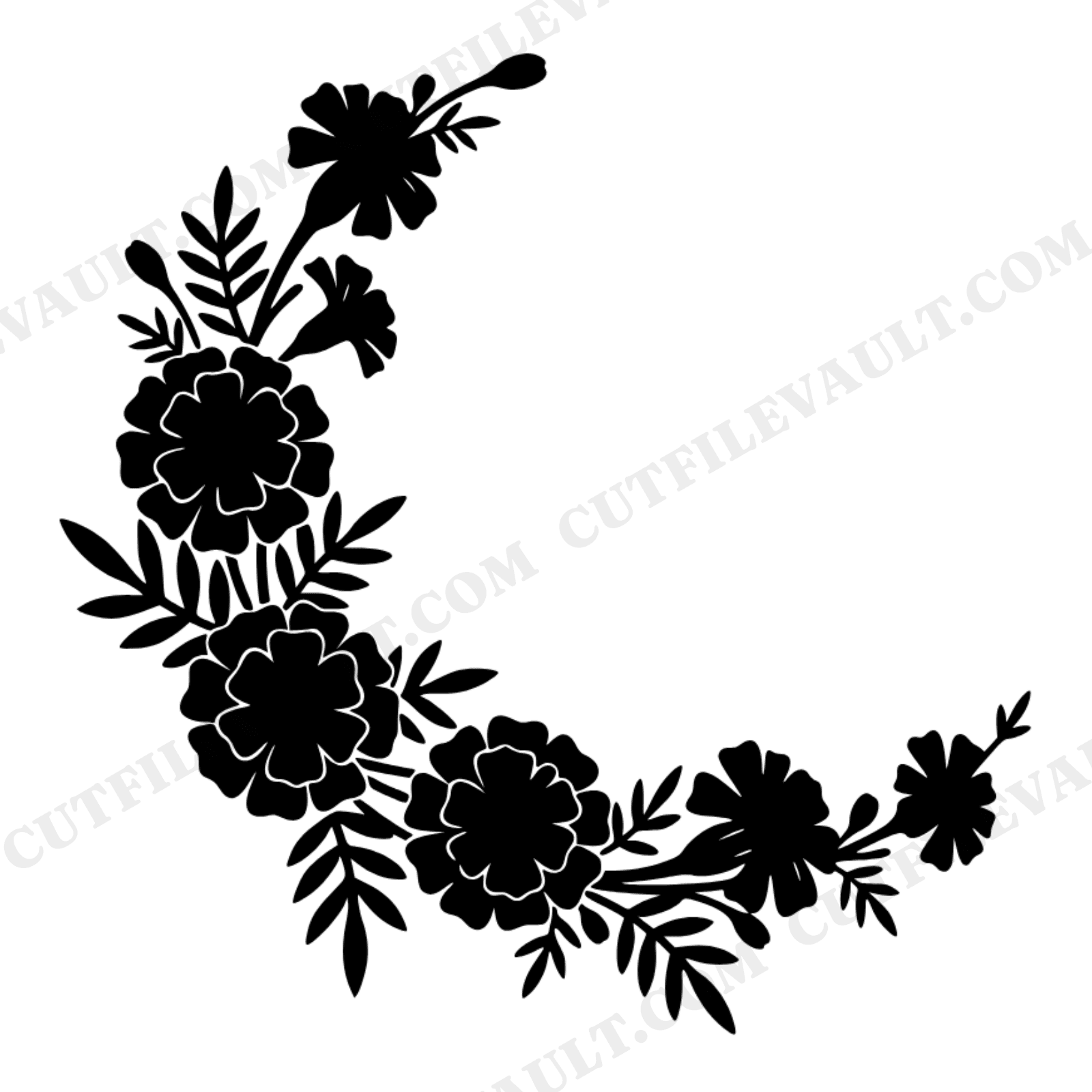 Marigold Garland Swag SVG PNG Dia de los Muertos Cempasúchil Vintage Botanical Cut File, view 1
