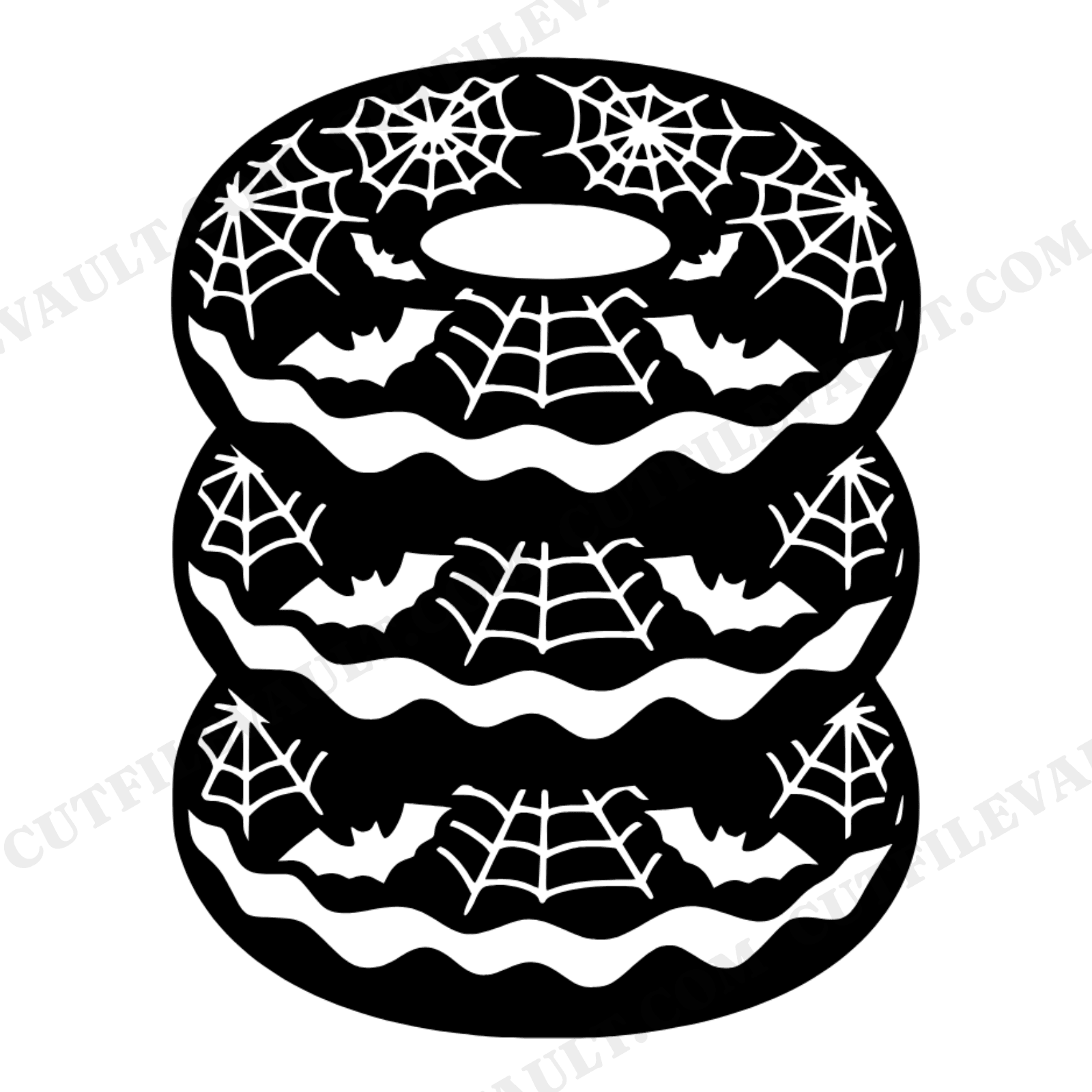 Spiderweb Bat Donut Stack SVG PNG Halloween Papercut Retro 70s Groovy Cut File for Cricut, view 1