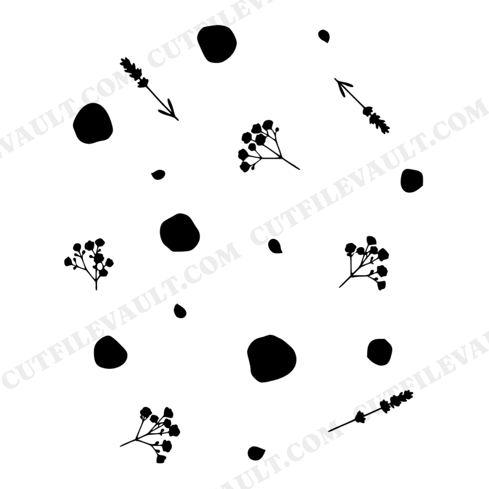 Pressed Flower Confetti SVG PNG, Botanical Wedding Confetti Cut File, Vintage Floral Silhouette, view 1