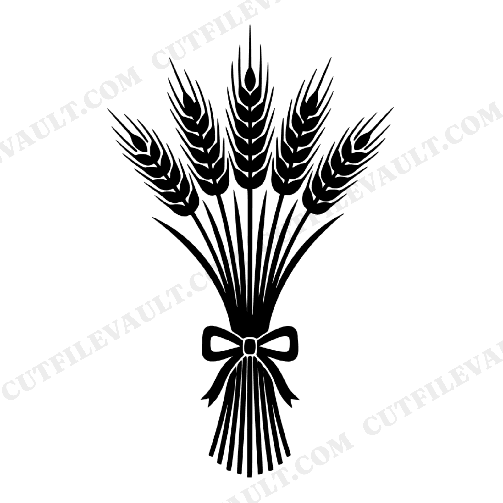 Harvest Wheat Bundle SVG PNG, Scandinavian Line Art, Ribbon Bow Cut File for Thanksgiving Crafts, view 1