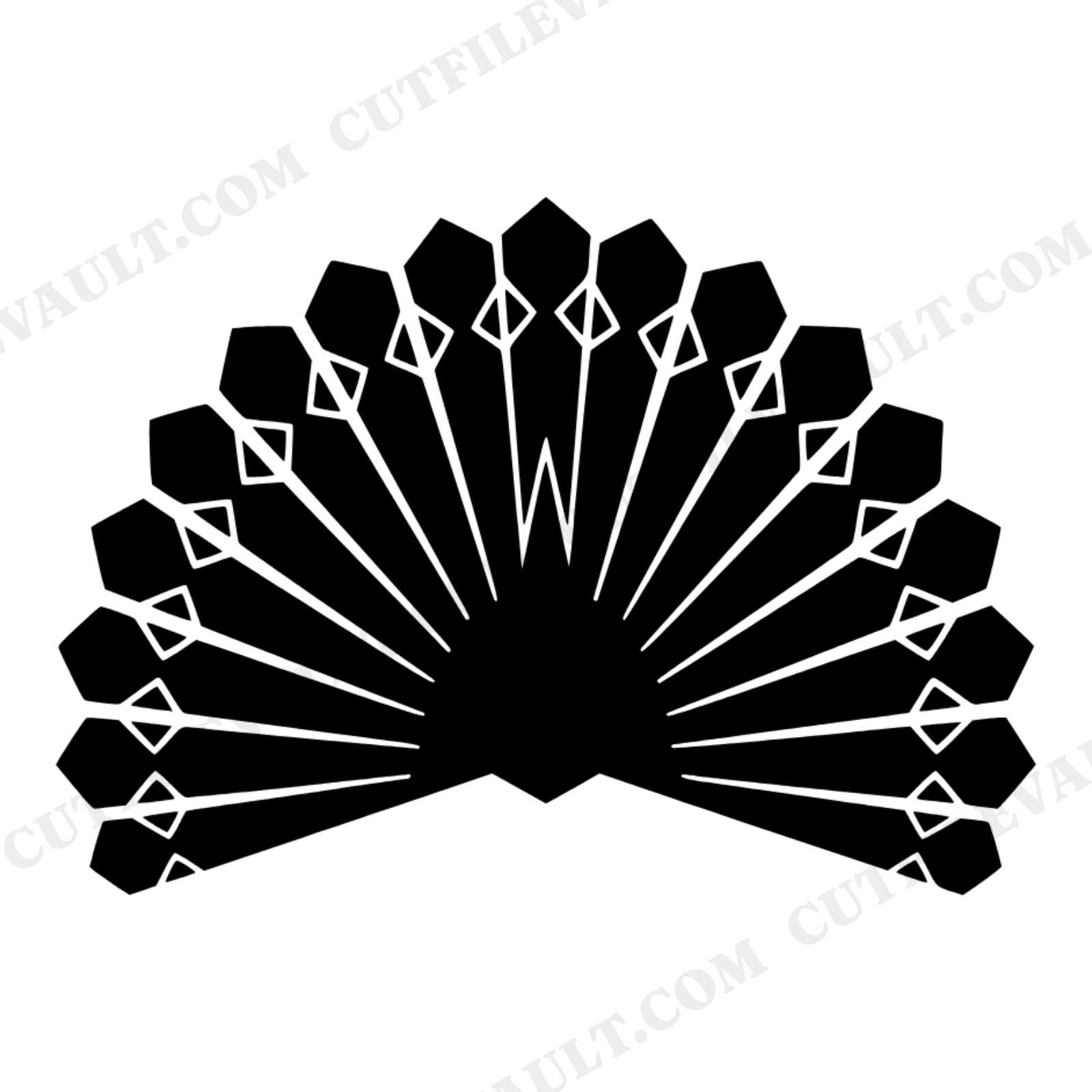 Radial Turkey Tail Fan SVG PNG, Thanksgiving Turkey Silhouette Cut File, Bold Feather Display, view 1