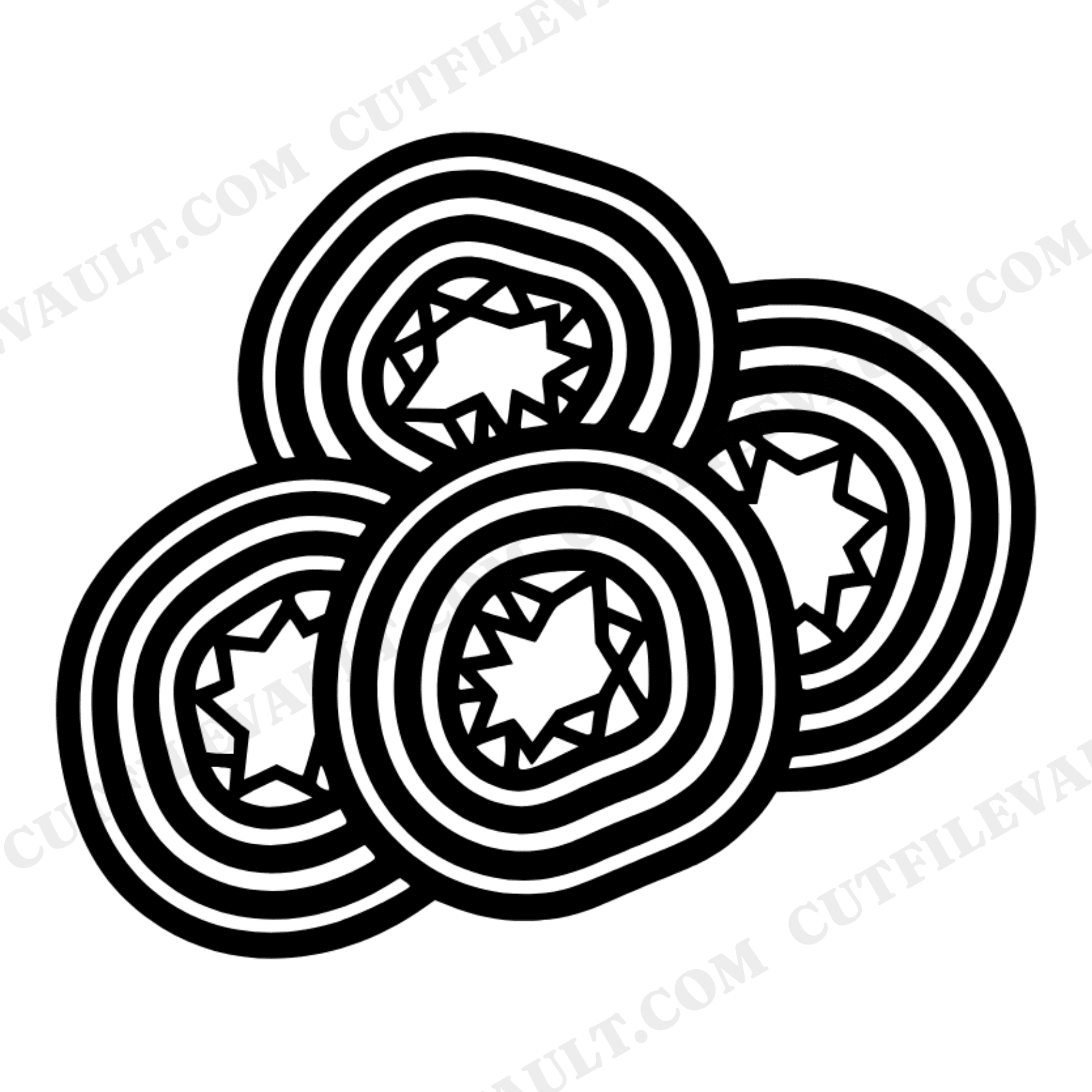 Art Deco Geode Donut SVG, National Donut Day Cut File, Geometric Crystal PNG, Negative Space, view 1