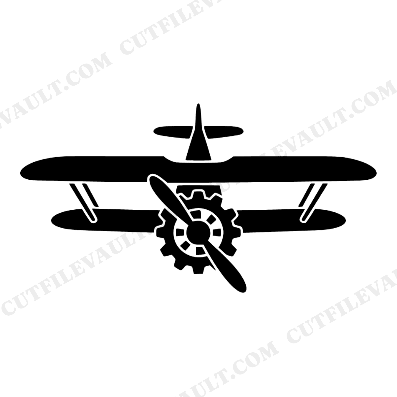 Vintage Toy Biplane SVG PNG Top View Veterans Day Nursery Decor Retro 70s Wave Steampunk Propeller, view 1
