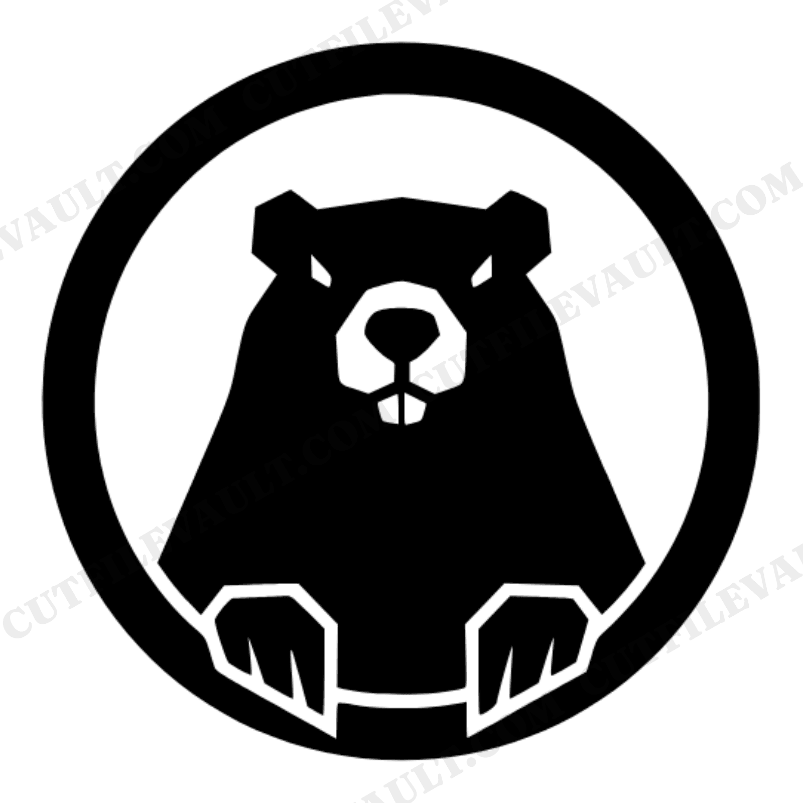 Groundhog Day SVG, Brutalist Groundhog Burrow Circle Design PNG, Geometric Animal Cut File, view 1