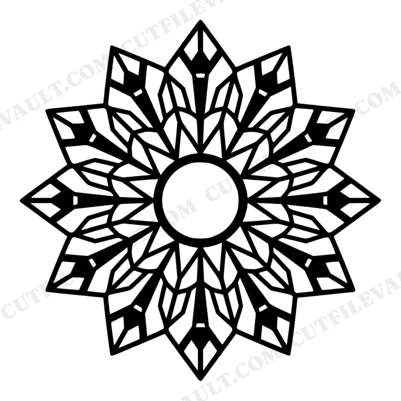 Retro Crystal Mandala SVG PNG, Kaleidoscope Stained Glass 70s Groovy Bohemian Wall Art Cut File, view 1