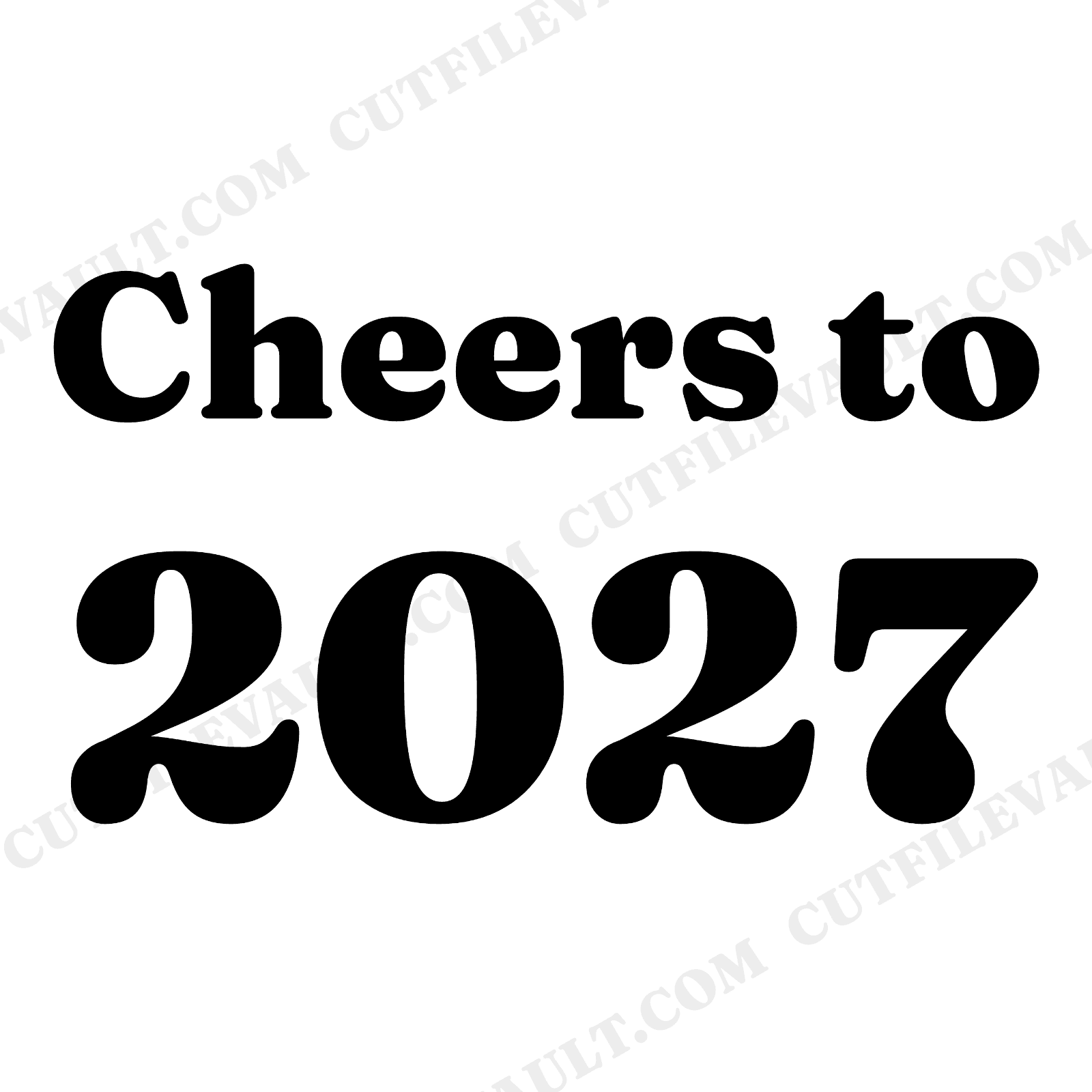 Cheers to 2027 SVG PNG New Years Eve Champagne Glass Hand Lettered Party Decal Cut File, view 1