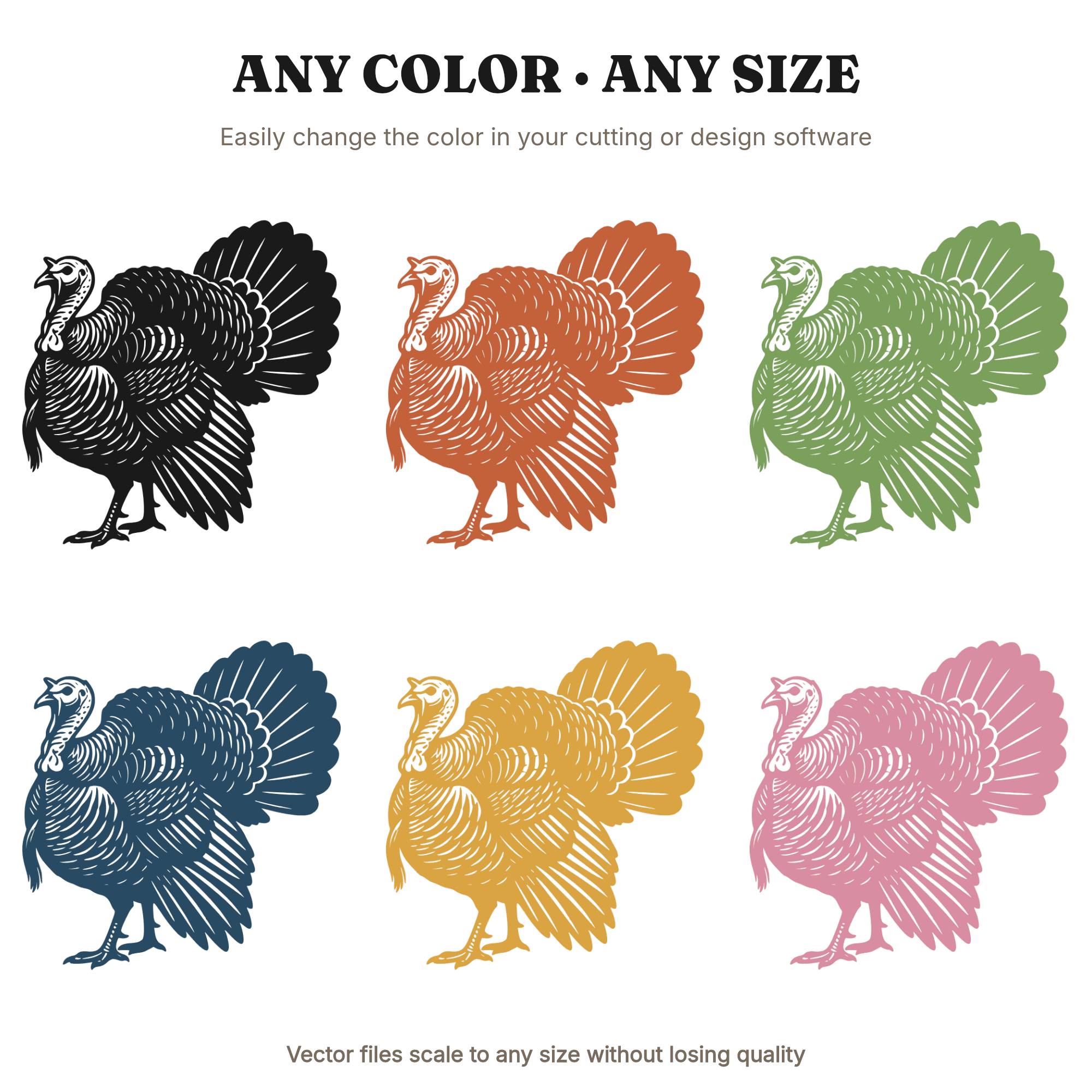 Wild Turkey Silhouette SVG PNG, Boho Thanksgiving Decor Cut File, Autumn Farmhouse Bird Design, view 2