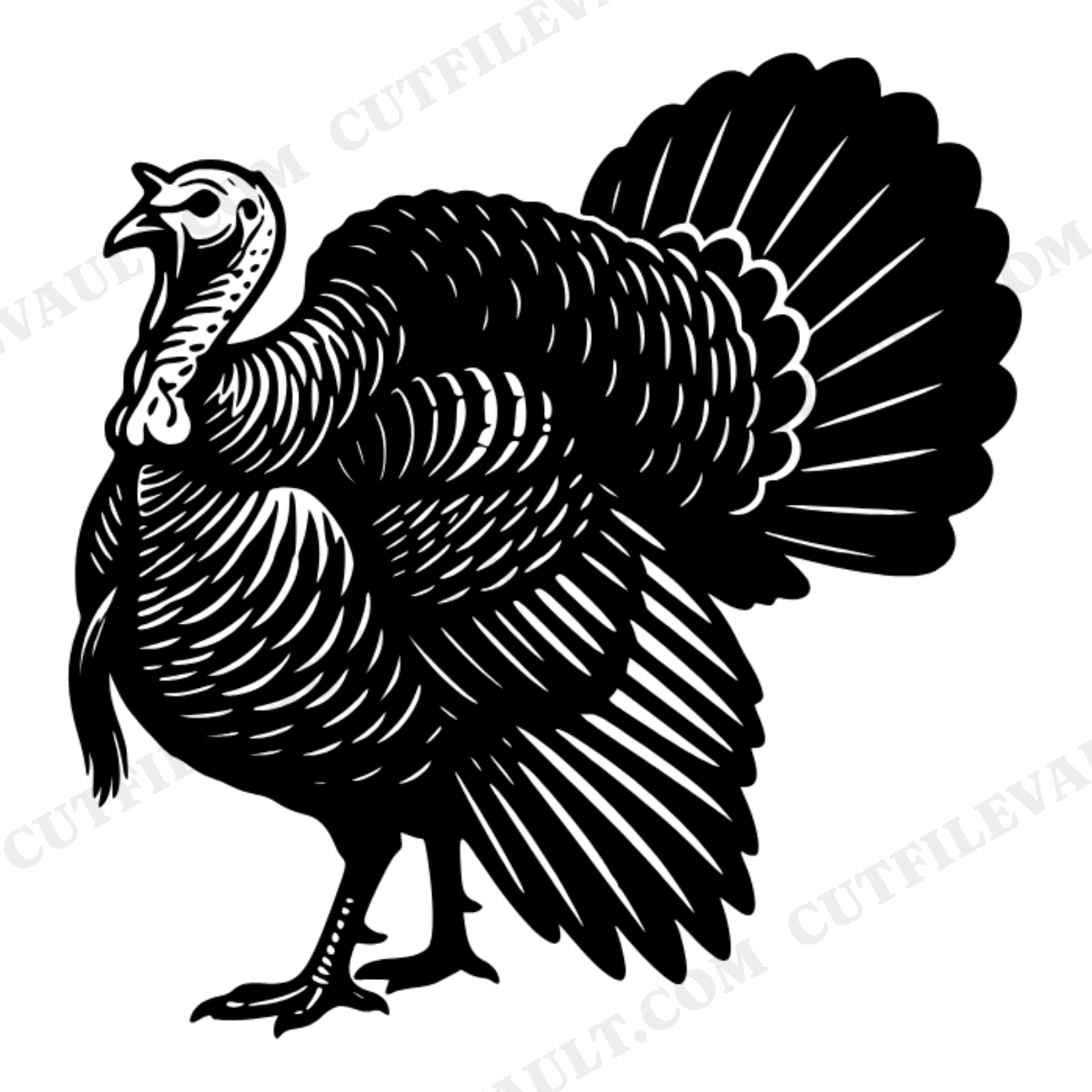 Wild Turkey Silhouette SVG PNG, Boho Thanksgiving Decor Cut File, Autumn Farmhouse Bird Design, view 1