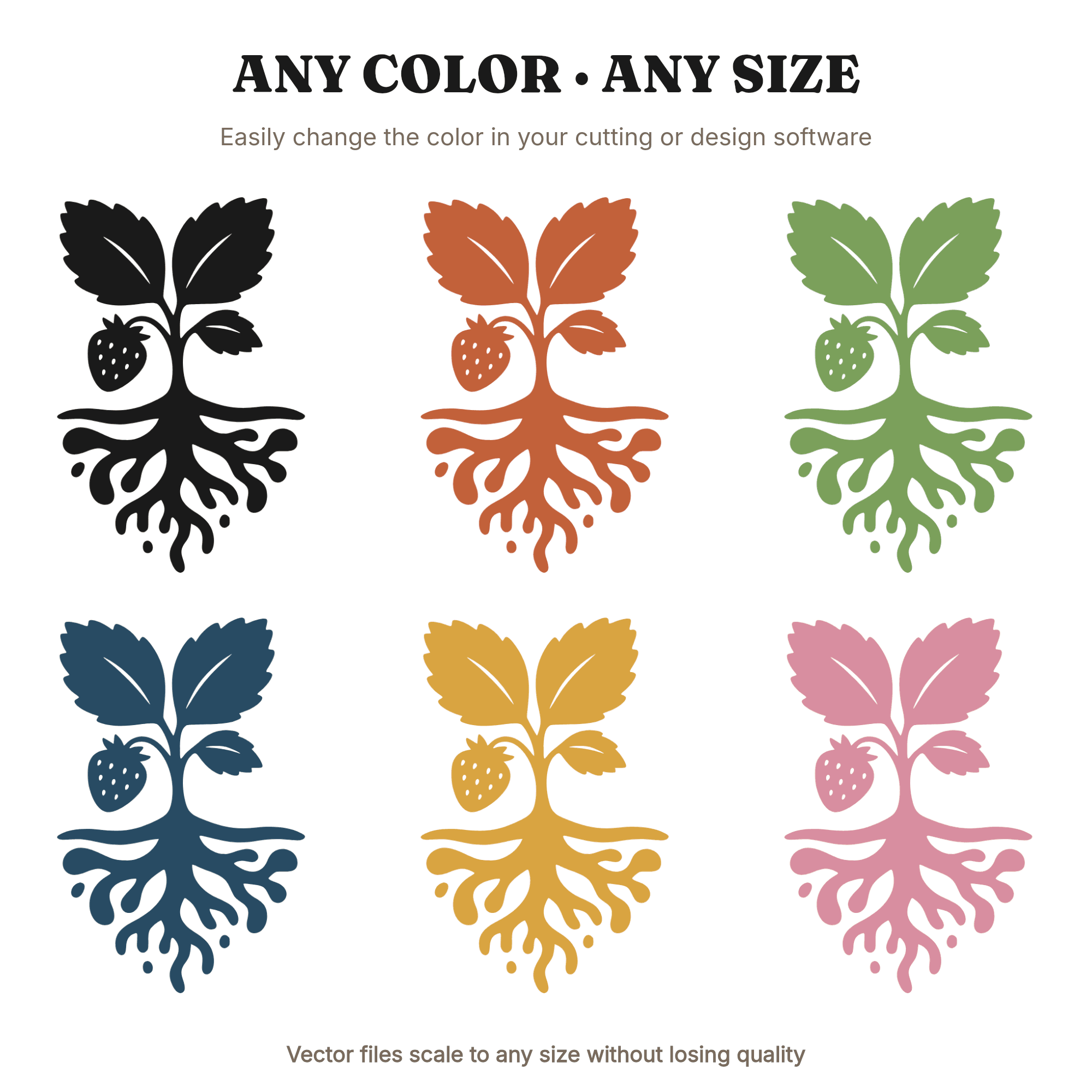 Mother's Day Strawberry Plant Cross Section SVG PNG, Botanical Root System Nursery Wall Art, view 2