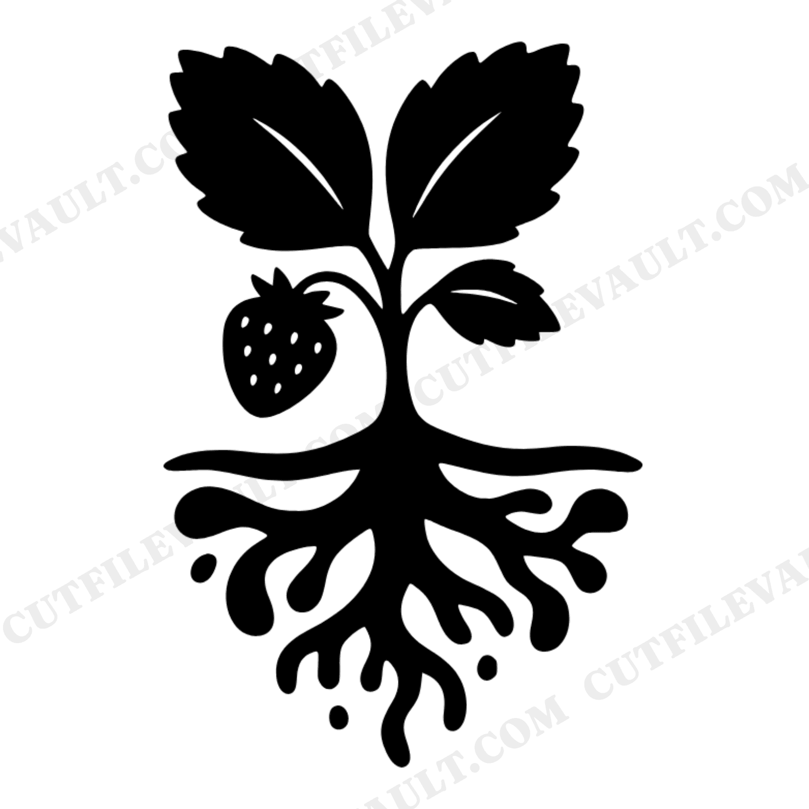 Mother's Day Strawberry Plant Cross Section SVG PNG, Botanical Root System Nursery Wall Art, view 1
