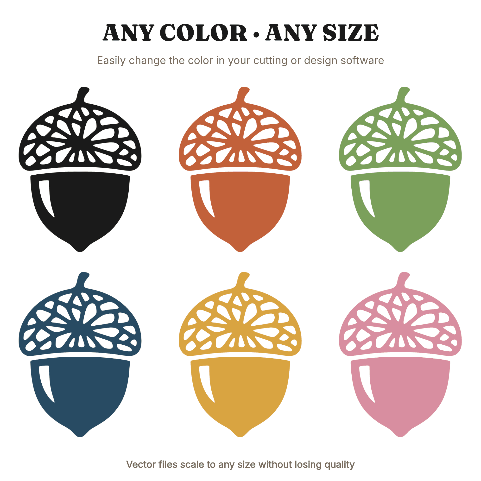 Overhead Acorn Cap SVG PNG, Radial Pattern Woodland Silhouette, Fall Harvest Cut File for Laser Cutting, view 2