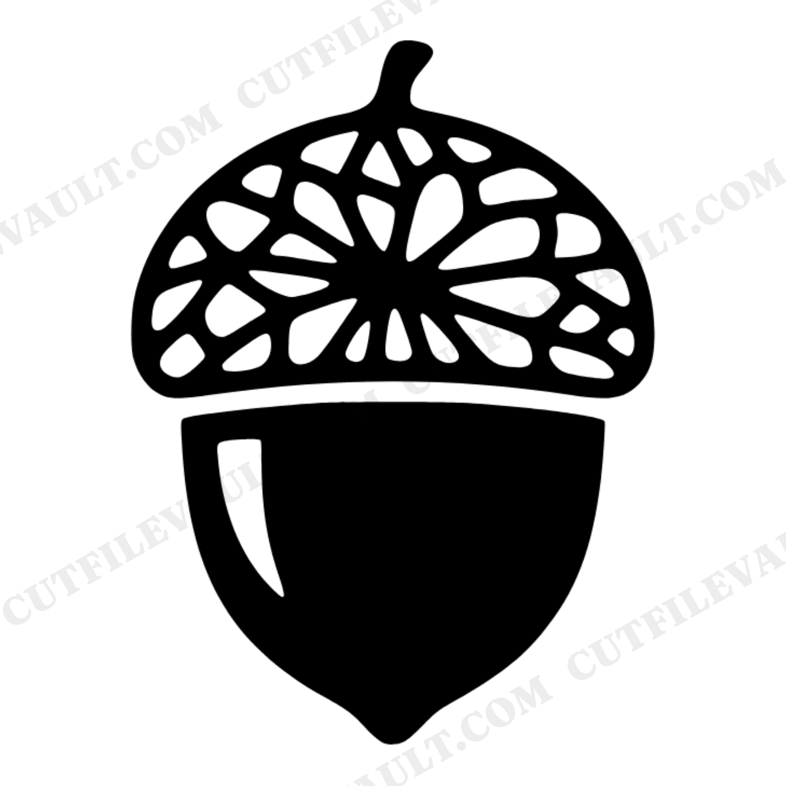 Overhead Acorn Cap SVG PNG, Radial Pattern Woodland Silhouette, Fall Harvest Cut File for Laser Cutting, view 1