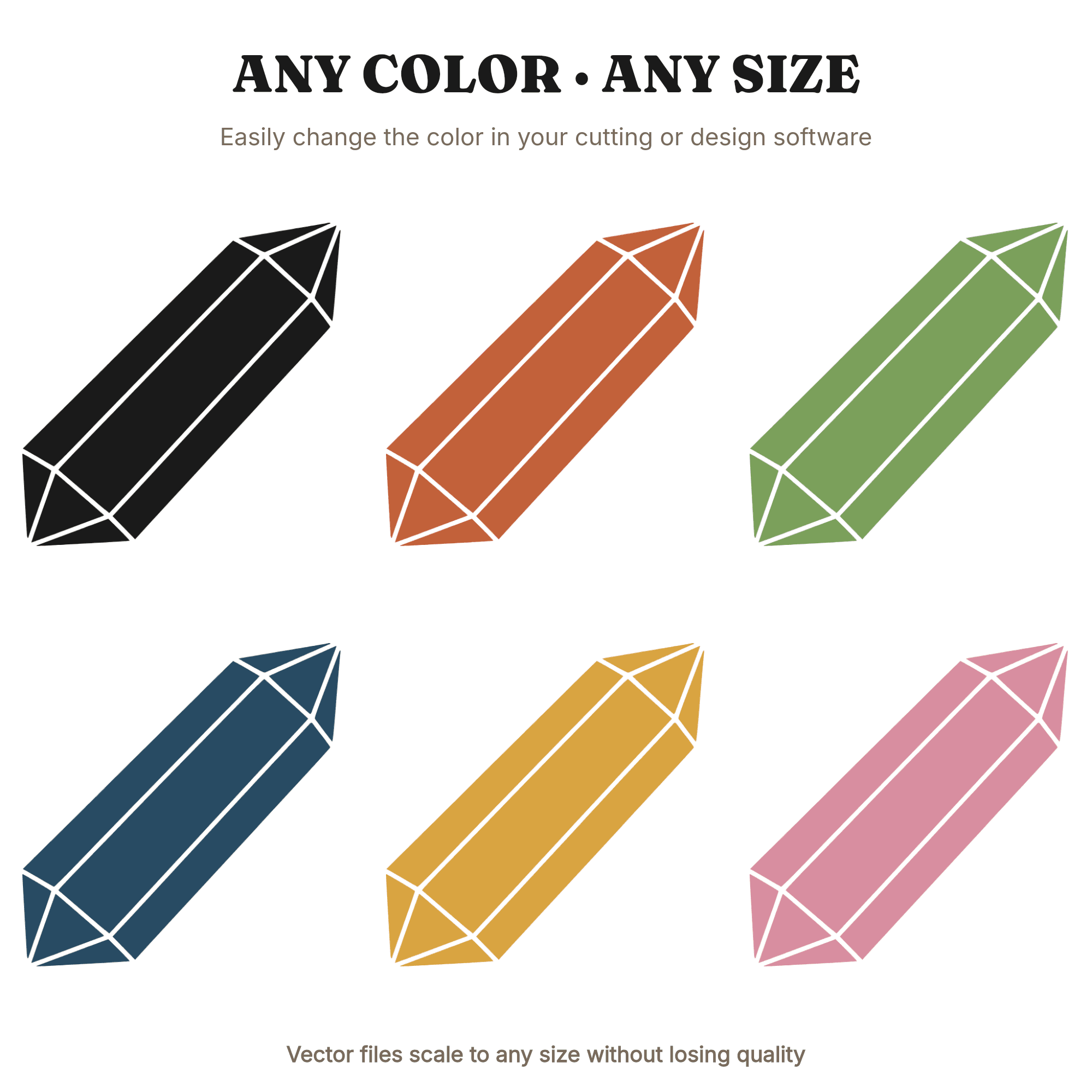 Amethyst Crystal Point SVG PNG Retro 70s Geometric Diagonal Silhouette Cut File for Cricut, view 2