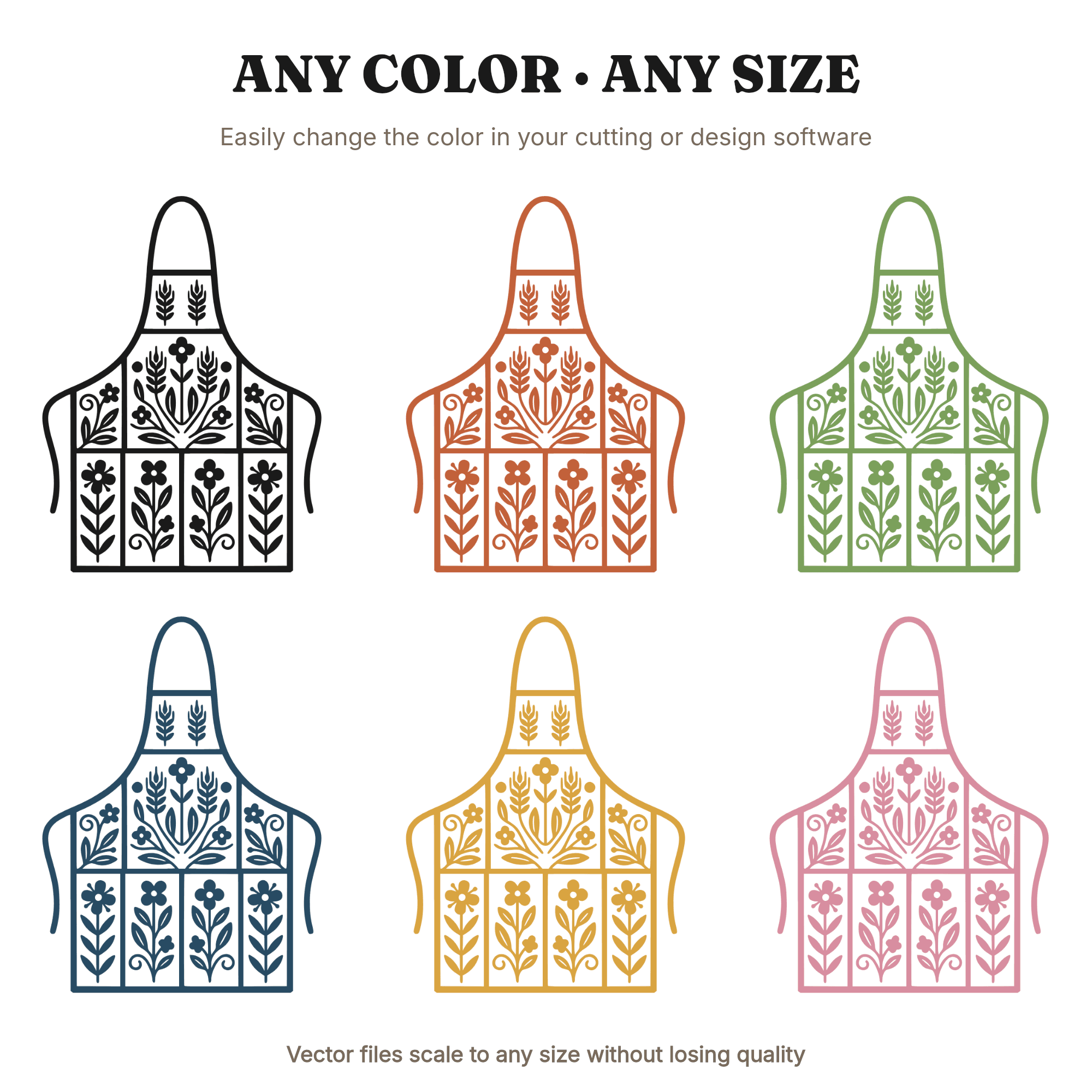 Stained Glass Apron SVG PNG Cottagecore Thanksgiving Hostess Gift Floral Kitchen Cut File, view 2
