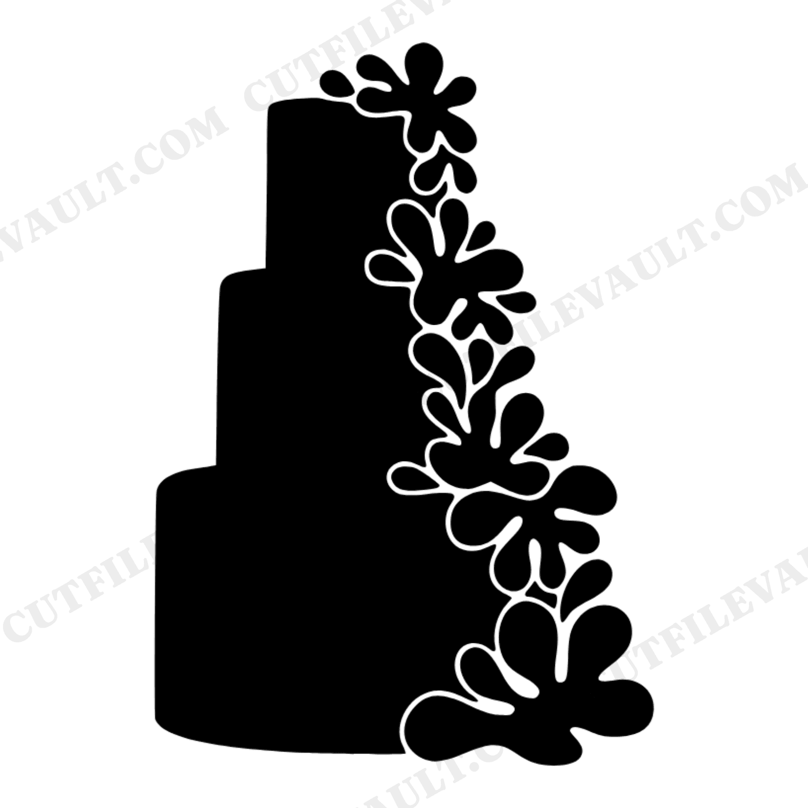 Mother's Day Tiered Cake SVG PNG, Flowing Florals Celebration Cake Cut File for Vinyl Cardstock, view 1