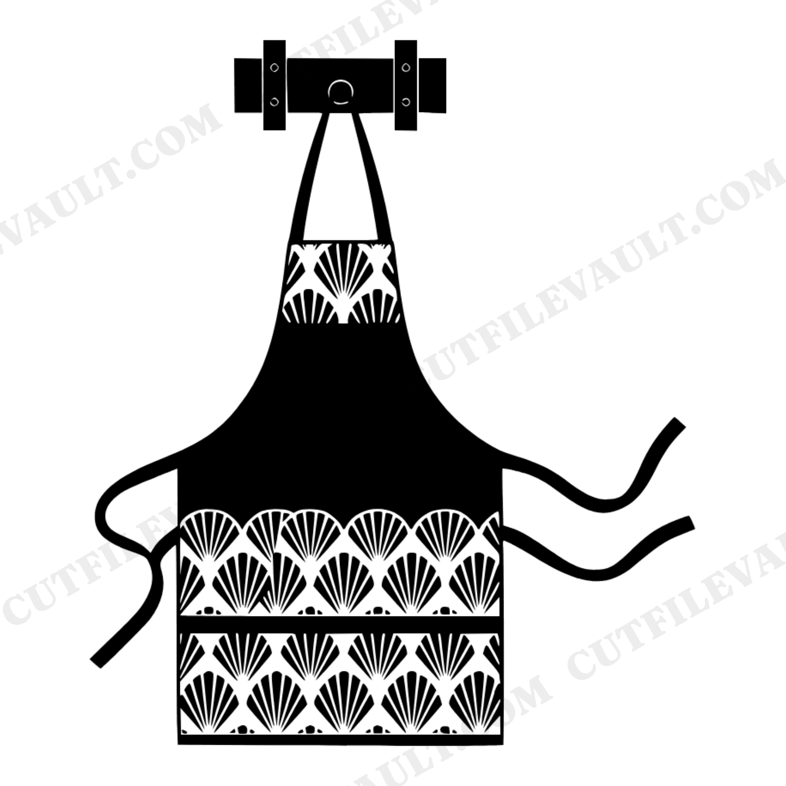 Art Deco Apron on Peg SVG PNG, Bridal Shower Kitchen Wall Art, Vintage Geometric Cut File, view 1