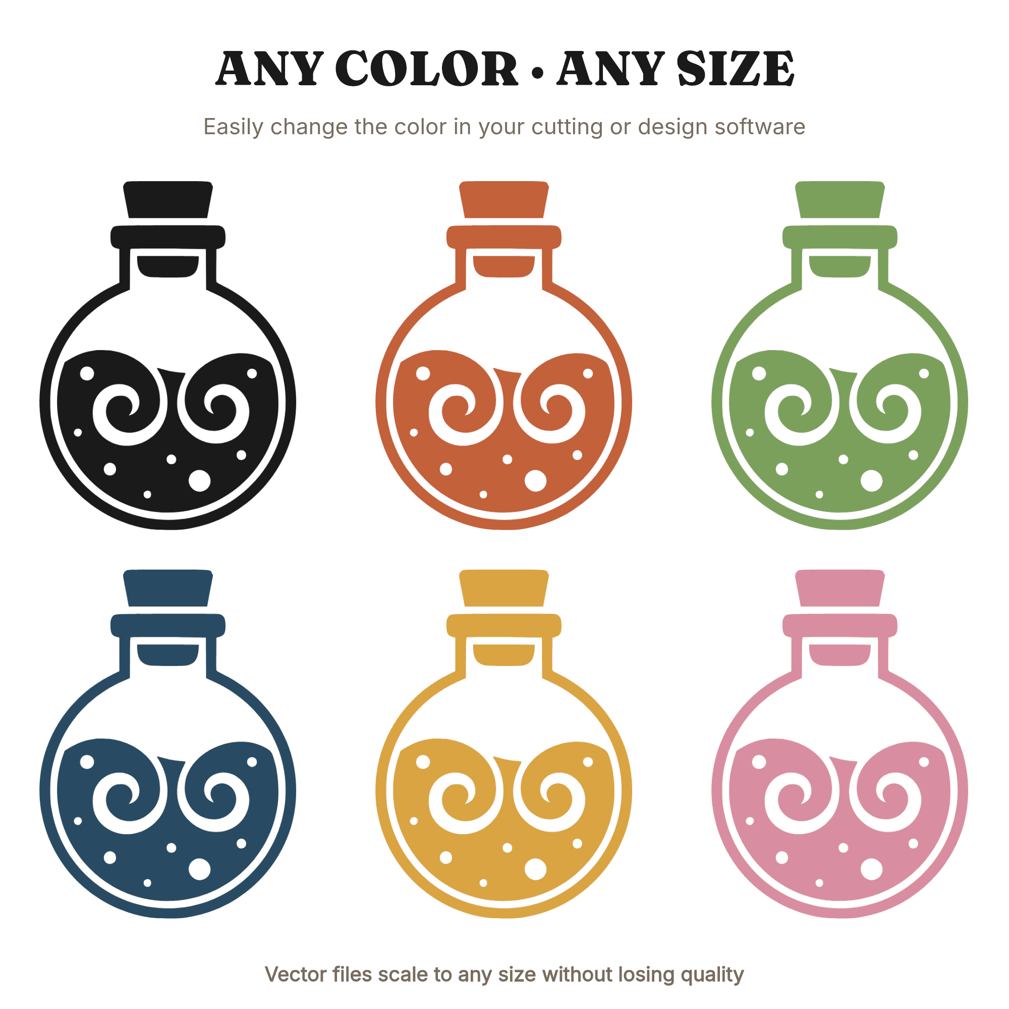 Vintage Apothecary Jar SVG PNG, Potion Bottle with Swirling Liquid, Kitchen Witch Halloween Decor, view 2