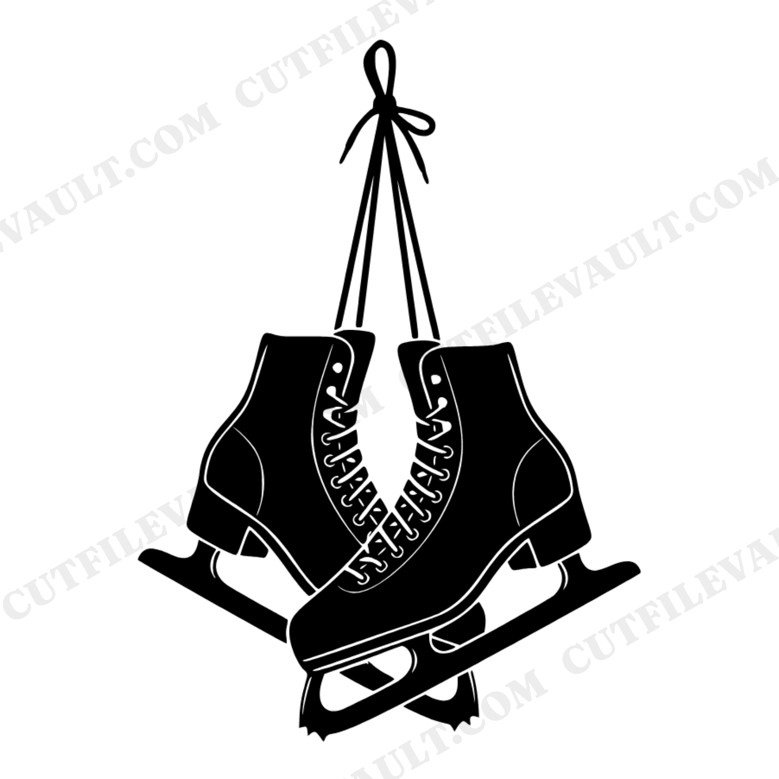 Vintage Ice Skates SVG PNG, Hanging Winter Skates Christmas Cut File, Nostalgic Holiday Design, view 1