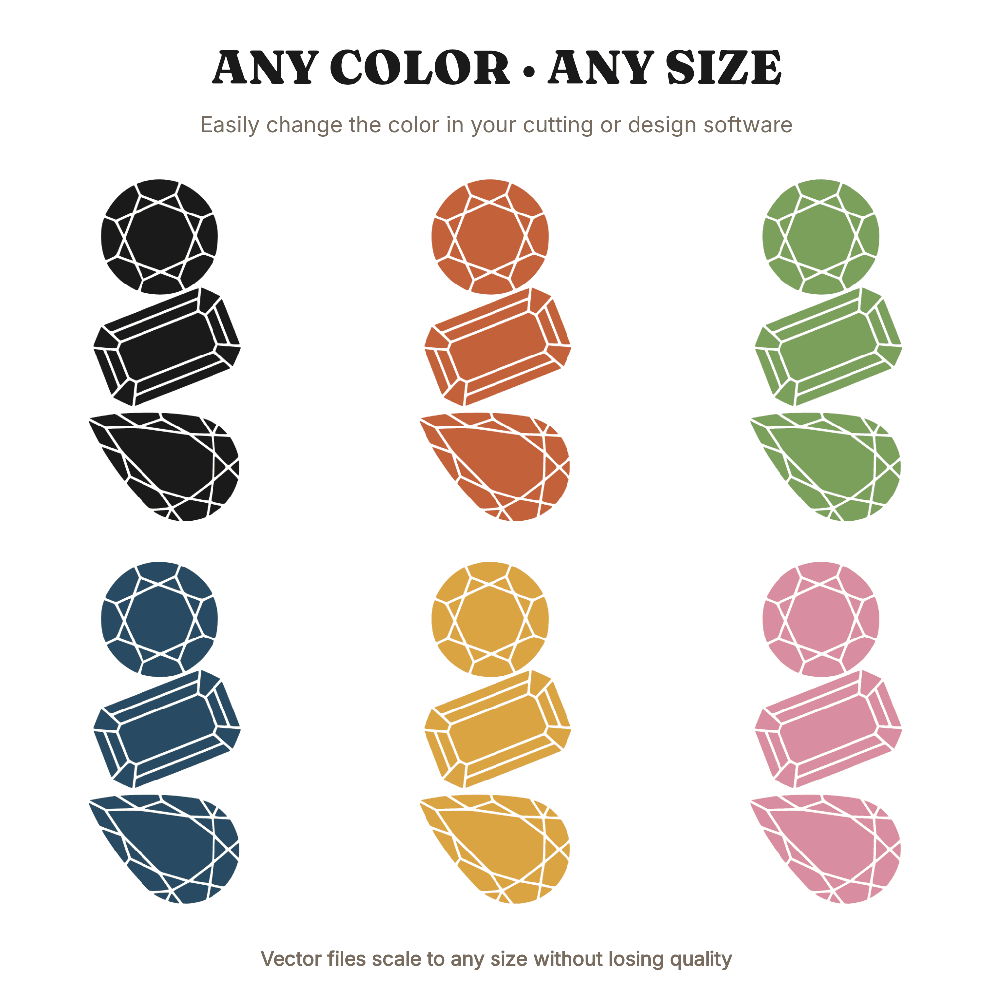 Stacked Gemstones SVG PNG, Balancing Tower Cut File, Jewelry Line Art, Scandinavian Wedding Decor, view 2