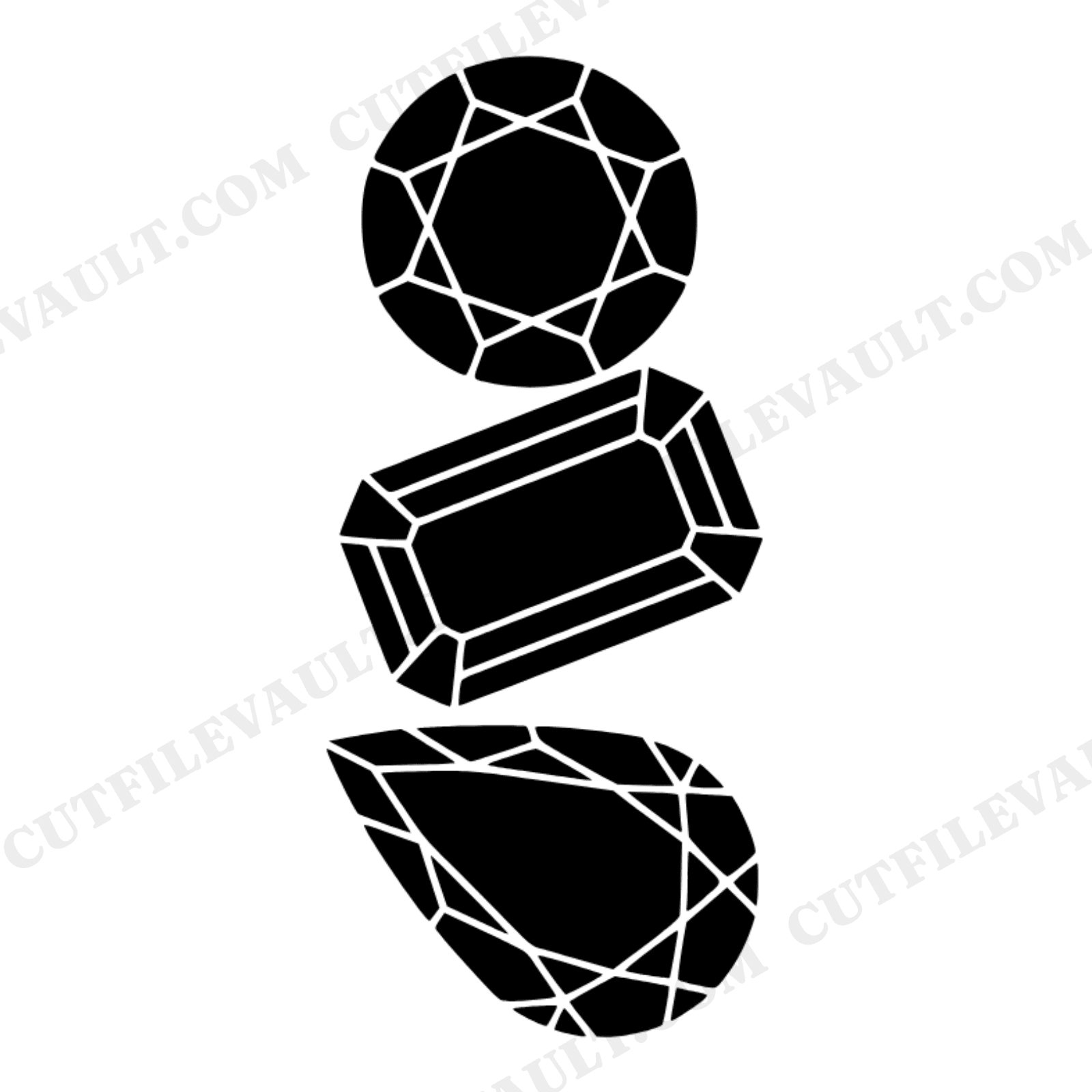 Stacked Gemstones SVG PNG, Balancing Tower Cut File, Jewelry Line Art, Scandinavian Wedding Decor, view 1