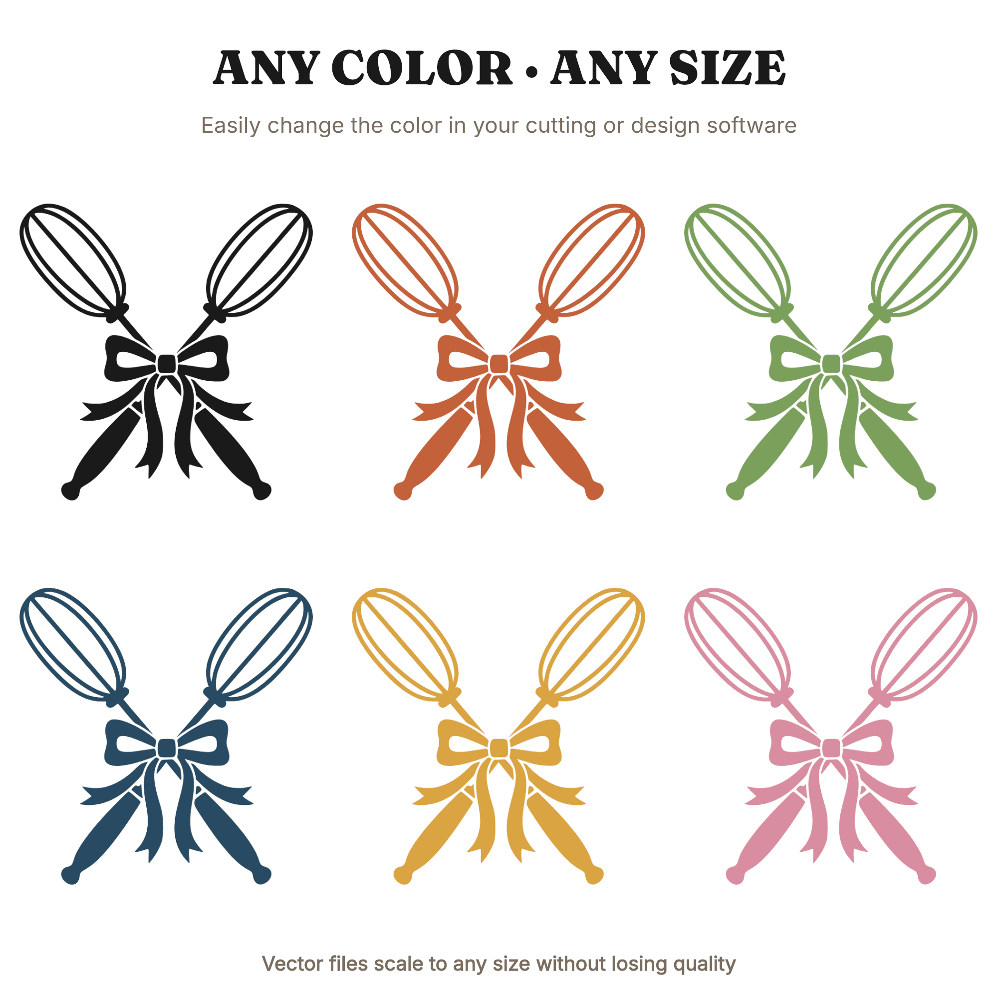 Vintage Hand Mixer Beaters SVG PNG, Retro Baking Tool with Ribbon Bow Cut File for Bakery, view 2