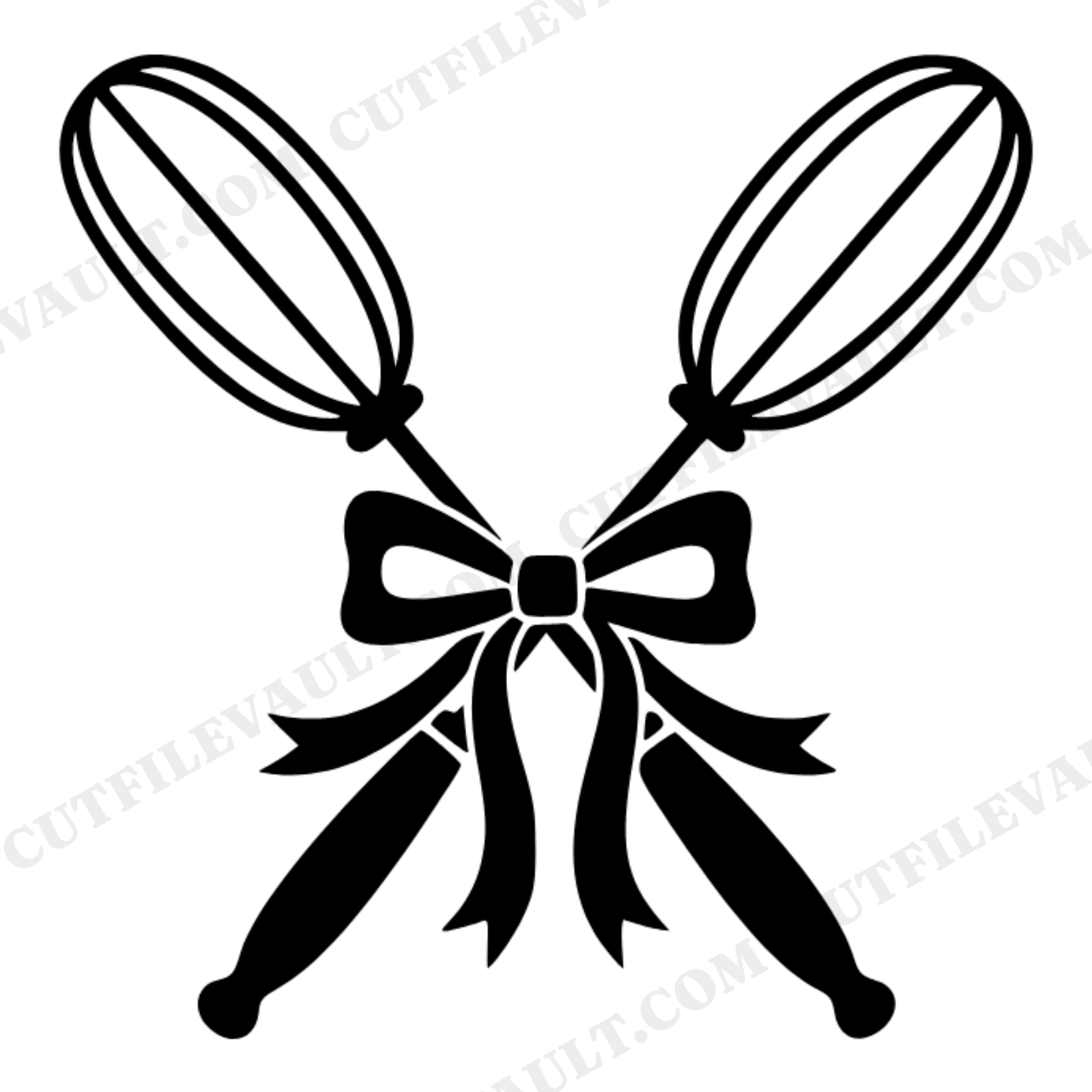 Vintage Hand Mixer Beaters SVG PNG, Retro Baking Tool with Ribbon Bow Cut File for Bakery, view 1