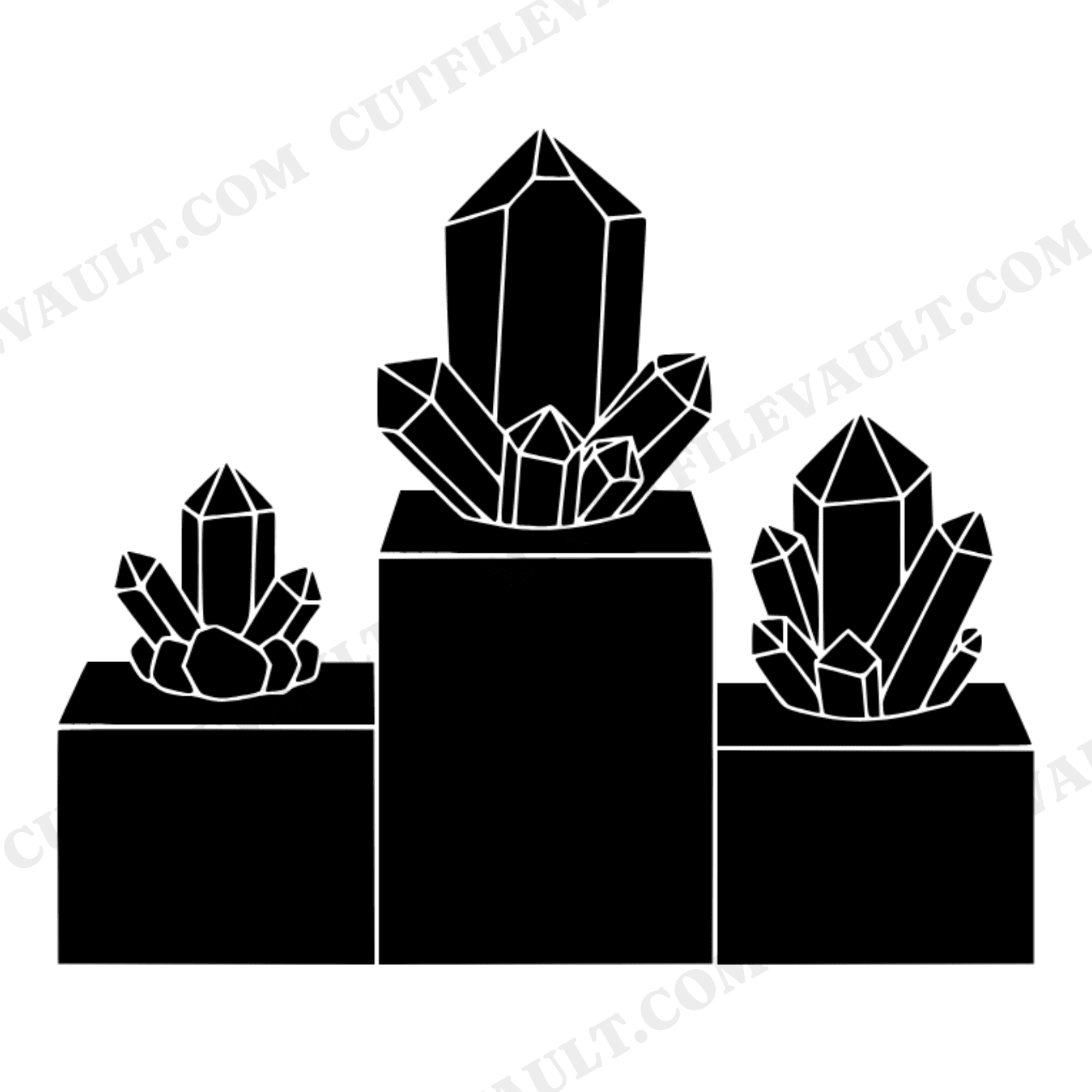 Celestial Crystal Trio Display Stand SVG PNG, Mystical Mineral Collection Cut File Design, view 1