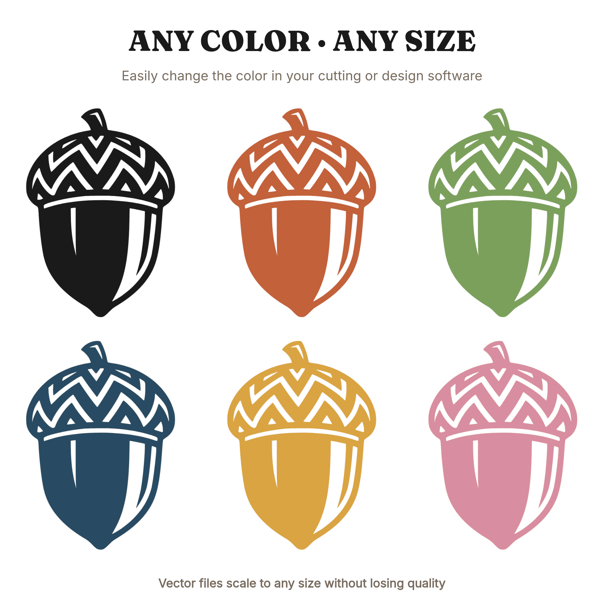 Jaunty Acorn Mascot SVG PNG Art Deco Geometric Thanksgiving Farmhouse Decor Cut File, view 2