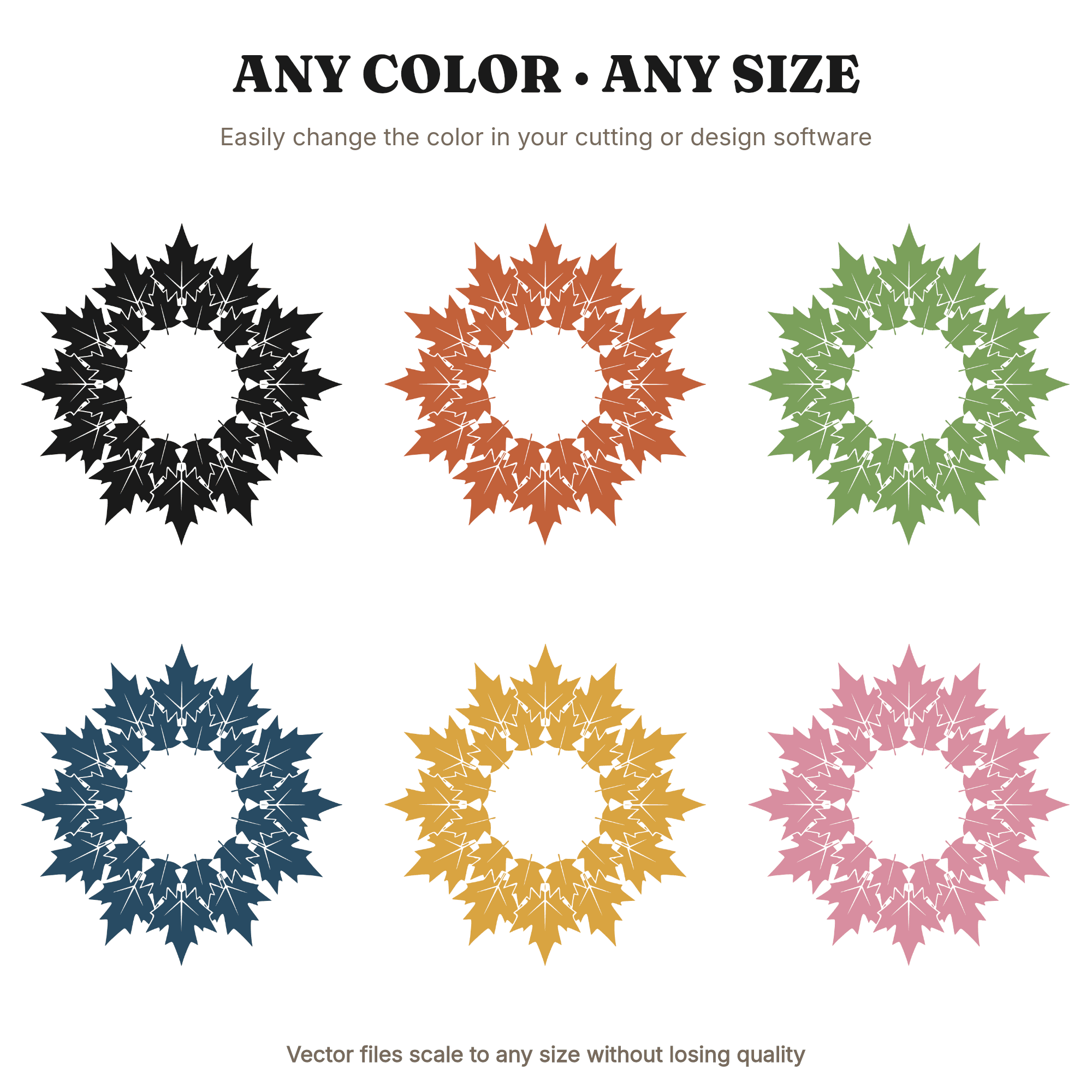 Art Deco Maple Leaf Wreath SVG PNG, Wax Seal Autumn Harvest Thanksgiving Farmhouse Decor Cut File, view 2