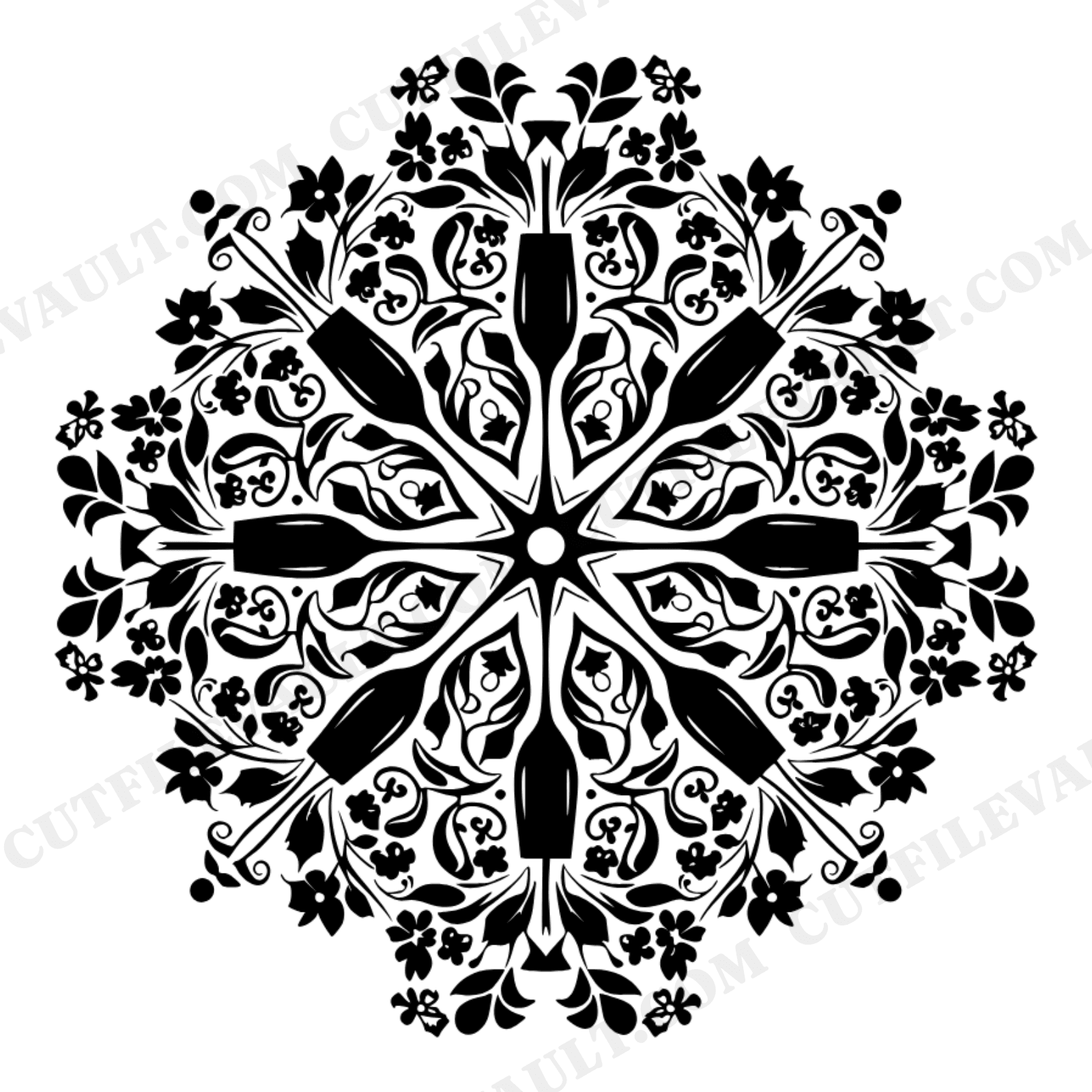 New Year Mandala Firework SVG with Champagne Flutes PNG, Cottagecore Wedding Celebration Cut File, view 1