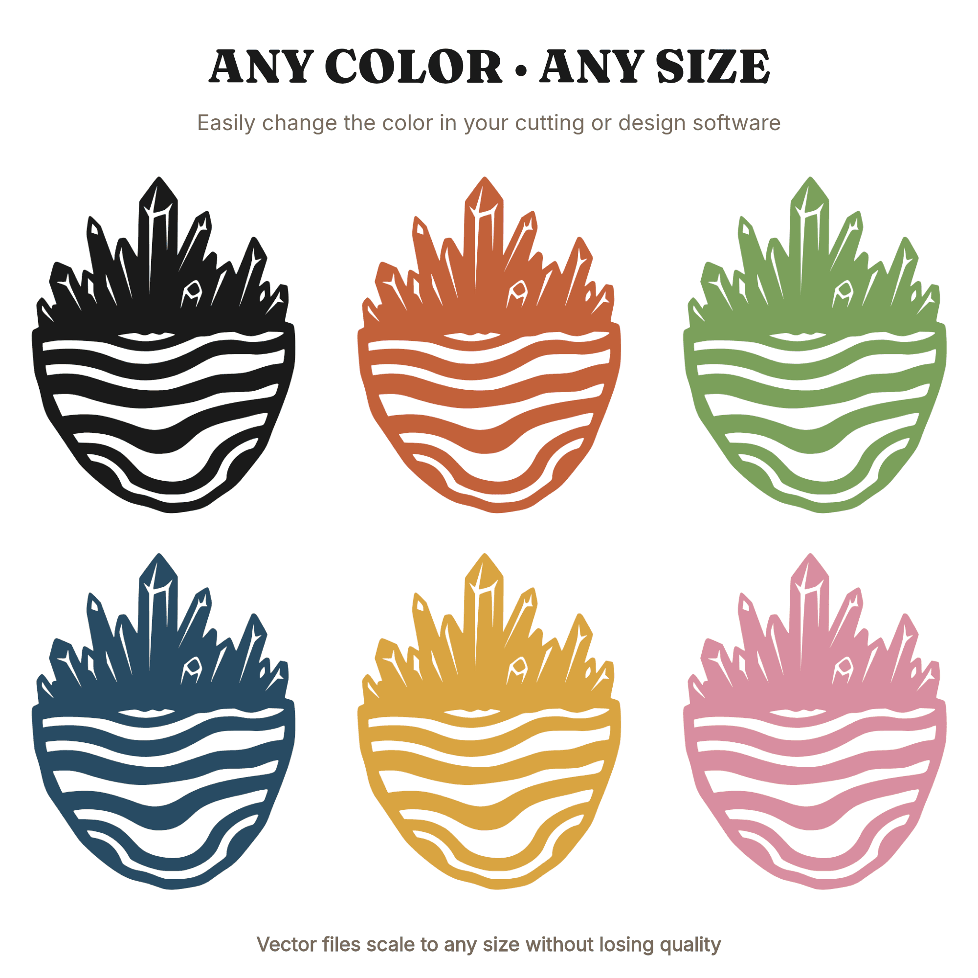 Retro Geode Slice SVG PNG, 70s Crystal Agate Cross Section Cut File, Vintage Bohemian Nature Design, view 2