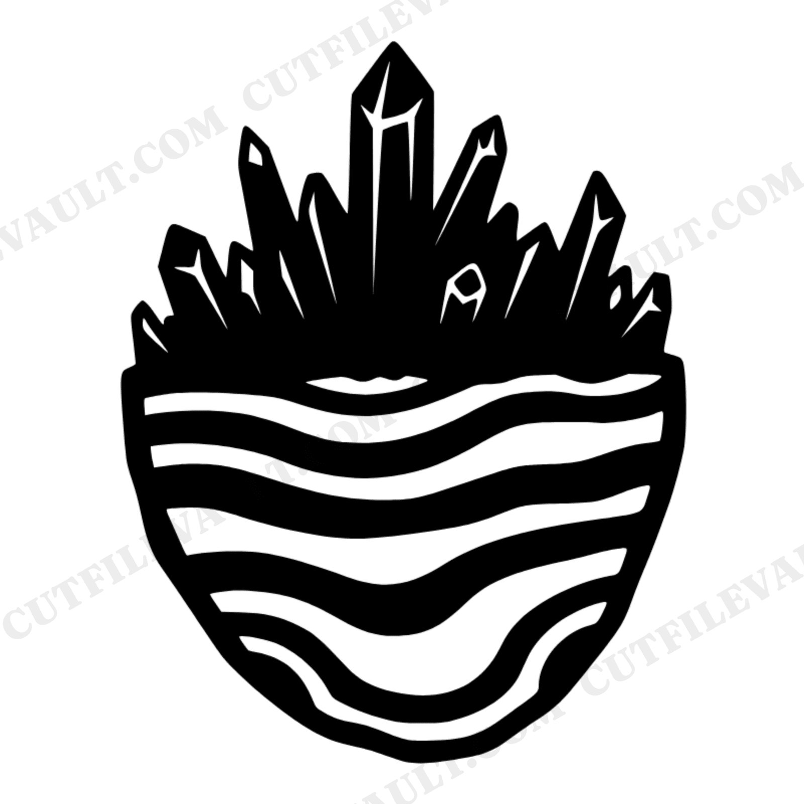 Retro Geode Slice SVG PNG, 70s Crystal Agate Cross Section Cut File, Vintage Bohemian Nature Design, view 1