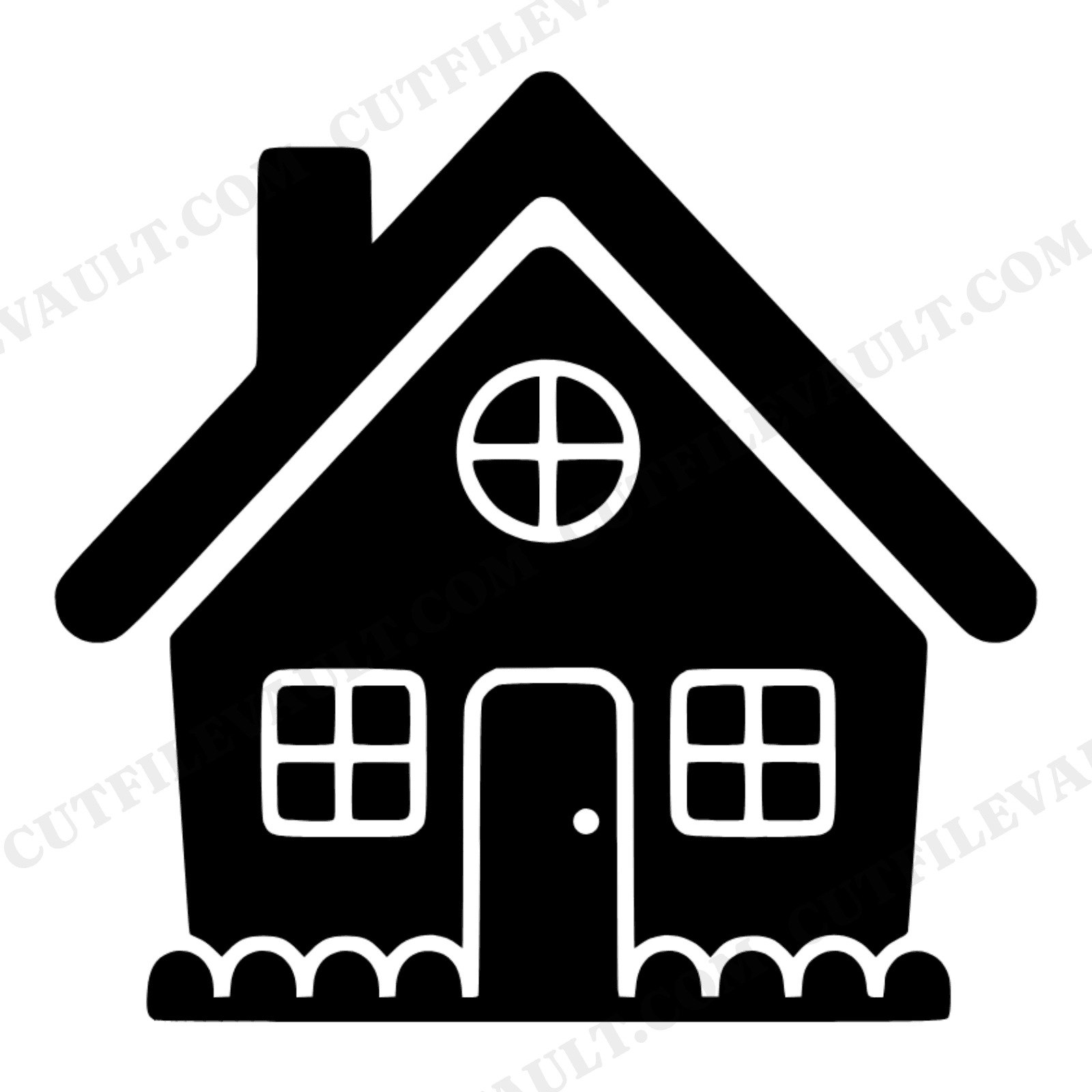 Gingerbread House SVG PNG, Scandinavian Christmas Cut File, Holiday Kids Room Decor Silhouette, view 1