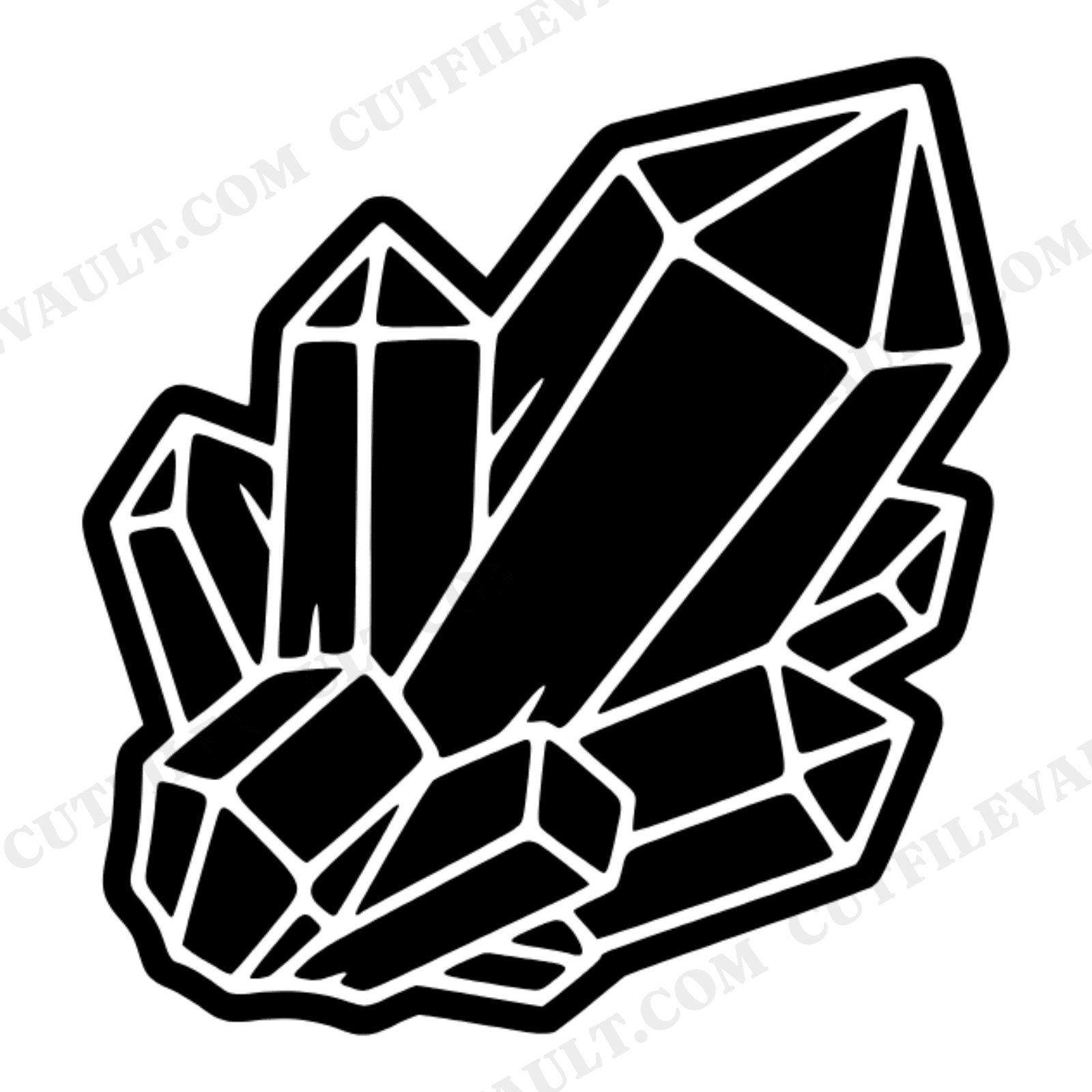 Amethyst Crystal Cluster SVG PNG, Diagonal Geometric Crystal Cut File, Vintage Botanical Tattoo Flash, view 1
