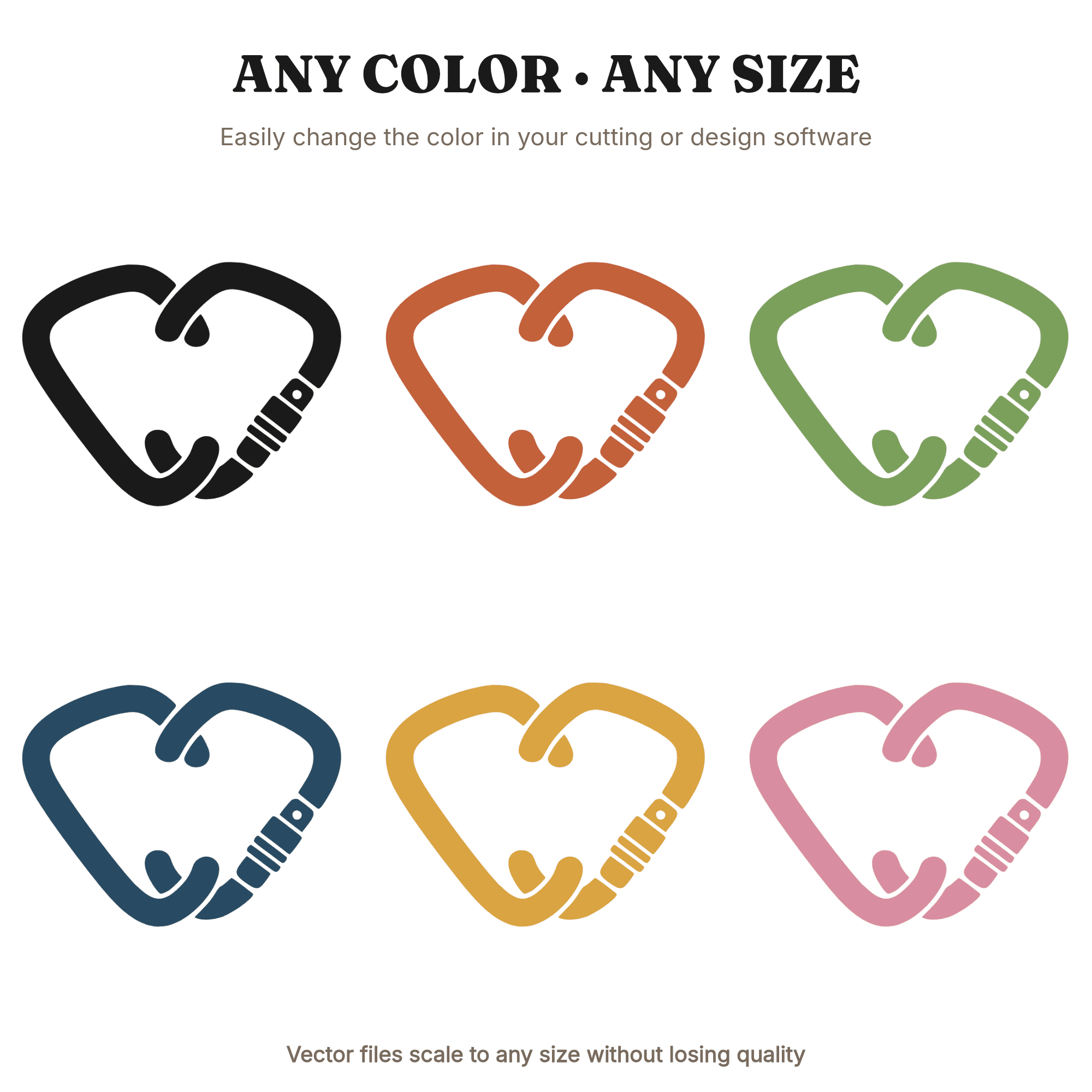 Carabiner Heart SVG PNG, Adventure Love Climbing Couple Cut File, Outdoor Valentine Design, view 2