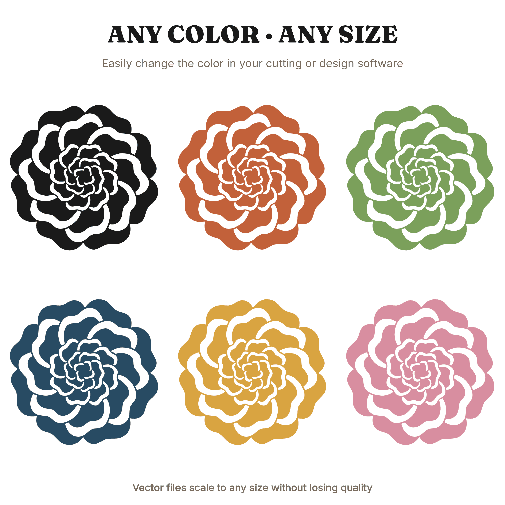Groovy Rose Mandala SVG PNG, Retro 70s Floral Monogram Frame, Overhead Bloom Cut File, view 2