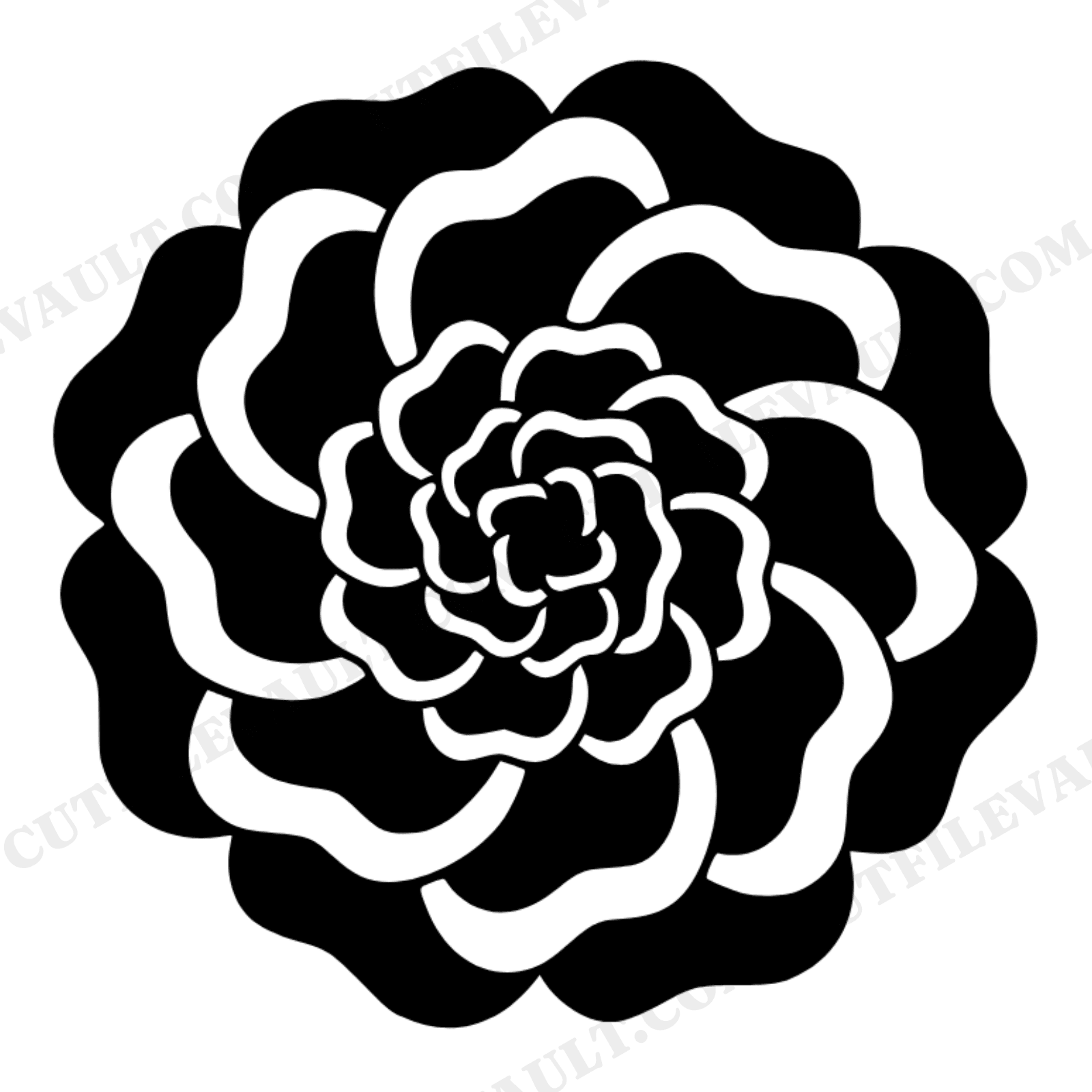 Groovy Rose Mandala SVG PNG, Retro 70s Floral Monogram Frame, Overhead Bloom Cut File, view 1