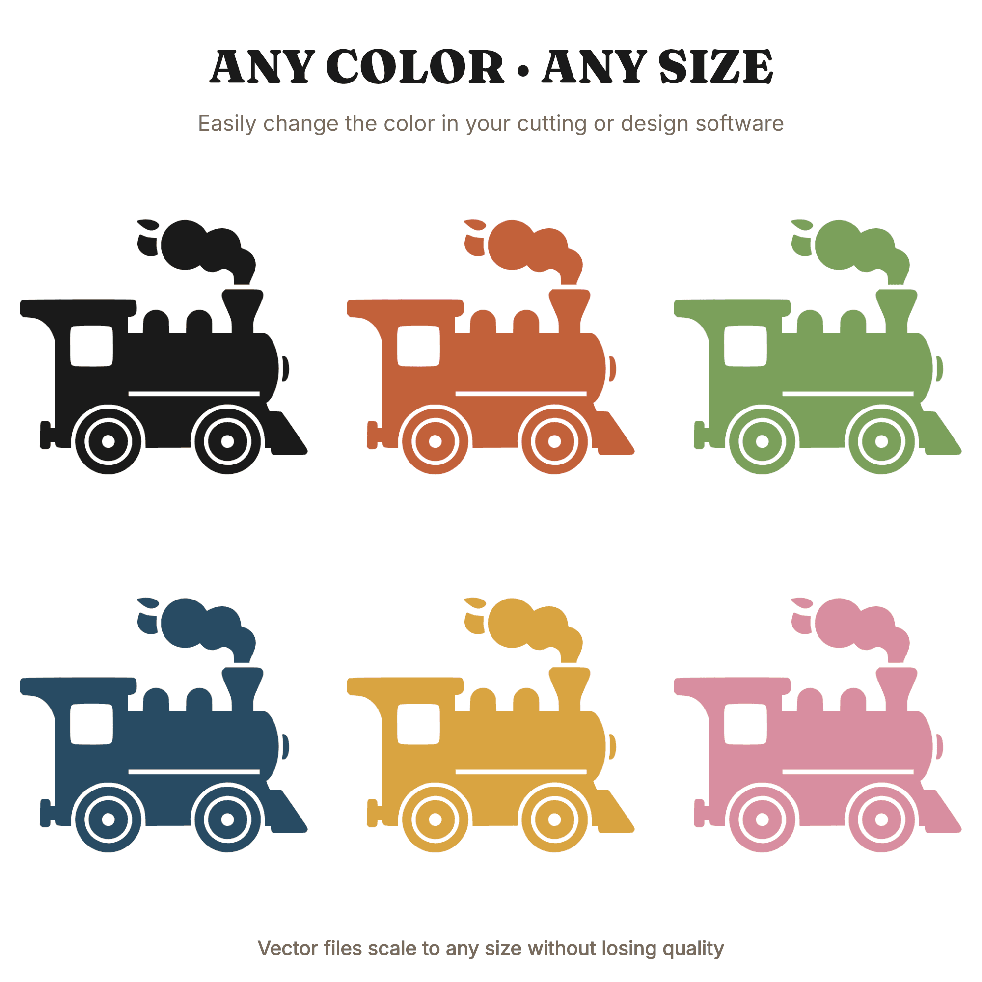 Classic Toy Train Engine SVG PNG, Scandinavian Line Art Cut File for Nursery Wall Decal, view 2