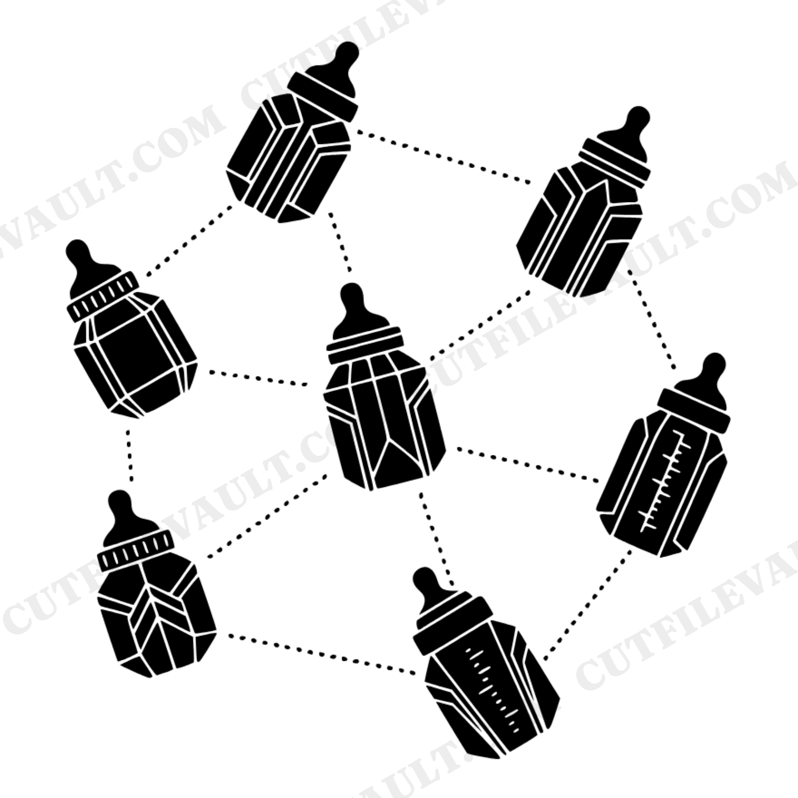 Winter Solstice Baby Bottle Constellation SVG PNG Art Deco Celestial Nursery Star Chart Cut File, view 1