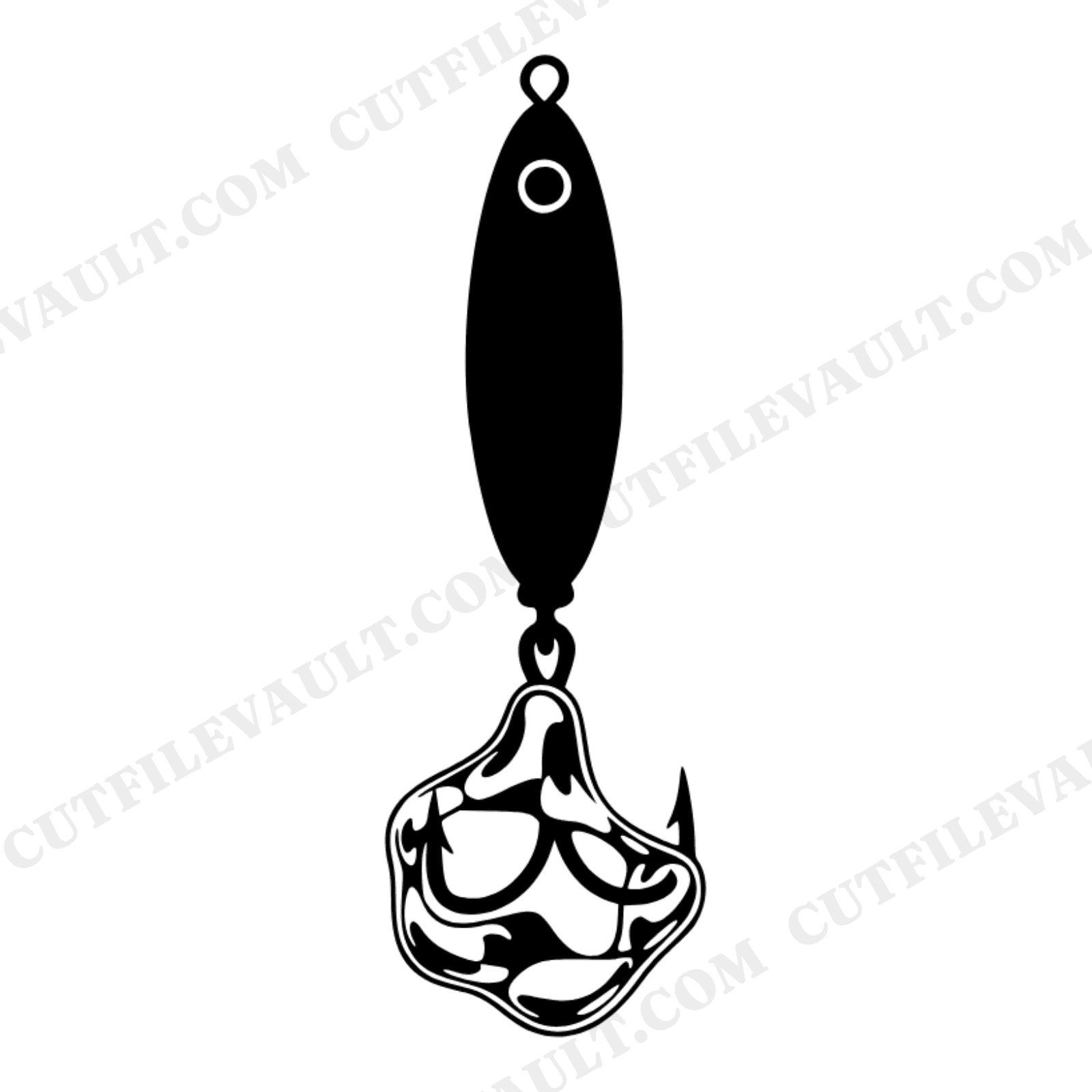 Spooky Fishing Lure SVG PNG, Y2K Chrome Bubble Hook, Halloween Fishing Cut File for Cricut, view 1