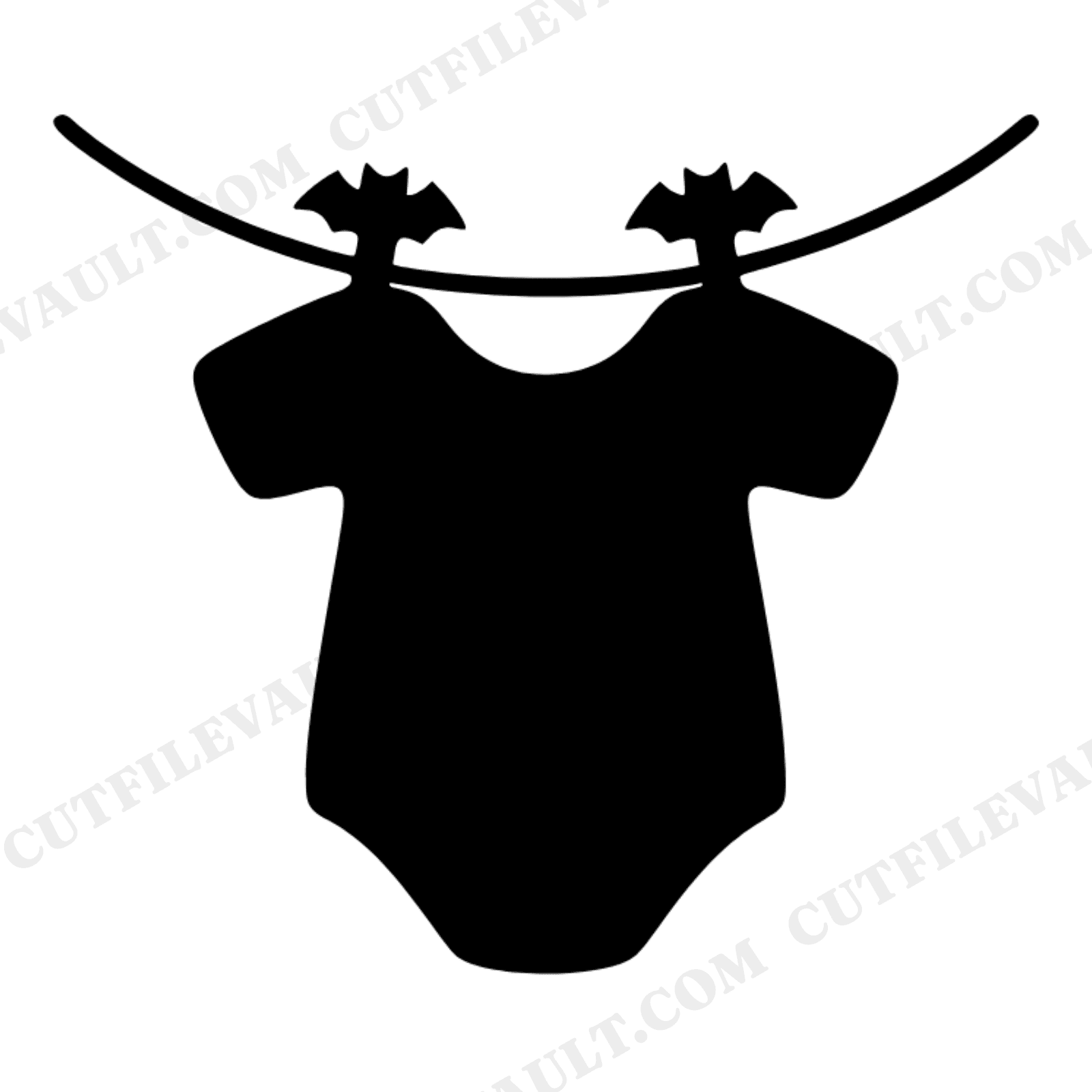 Baby Onesie Clothesline with Bat Clips SVG PNG Halloween Nursery Cut File for Cricut, view 1