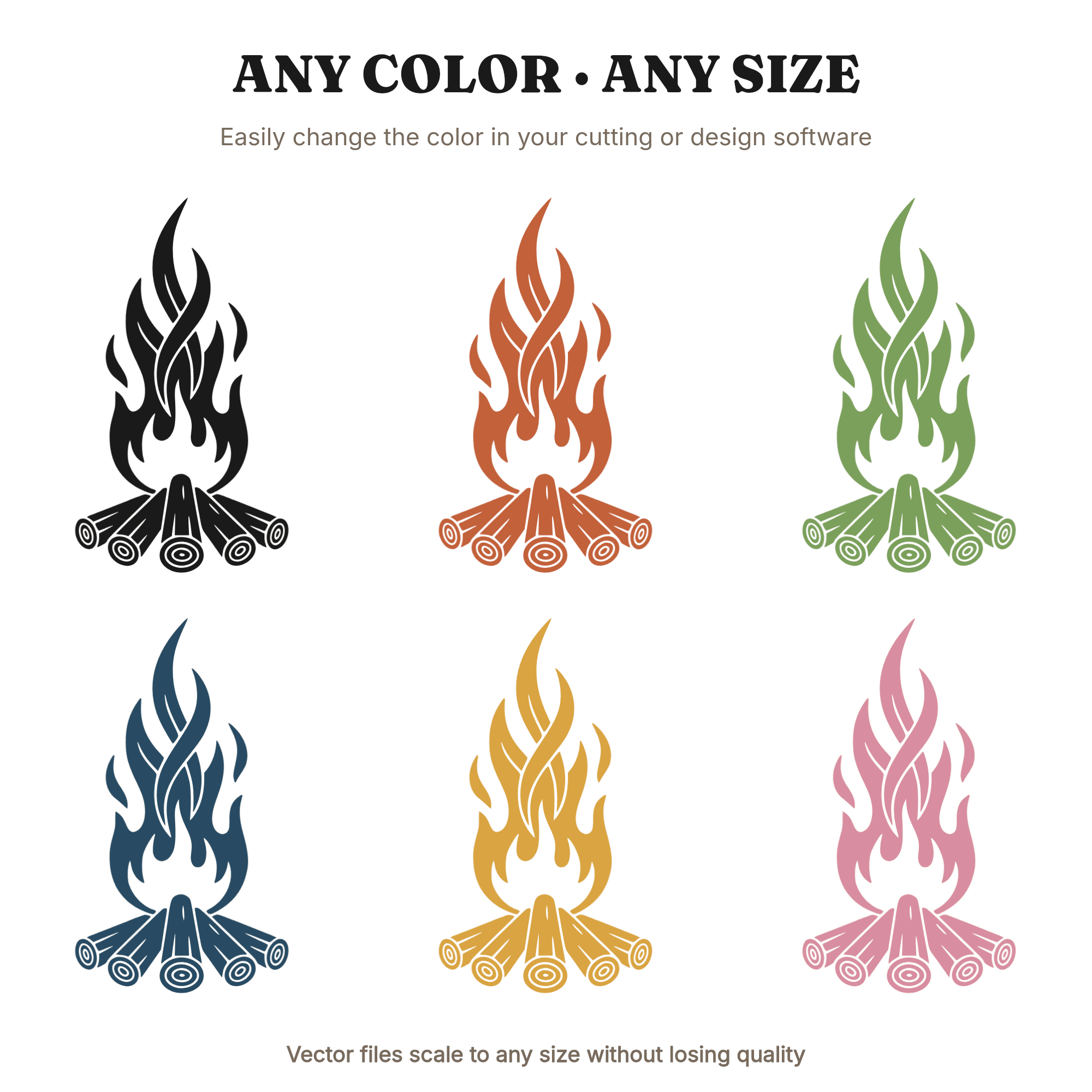 Campfire SVG PNG Teepee Fire Vintage Botanical Flame Cut File for Cricut Silhouette Layered Vinyl, view 2