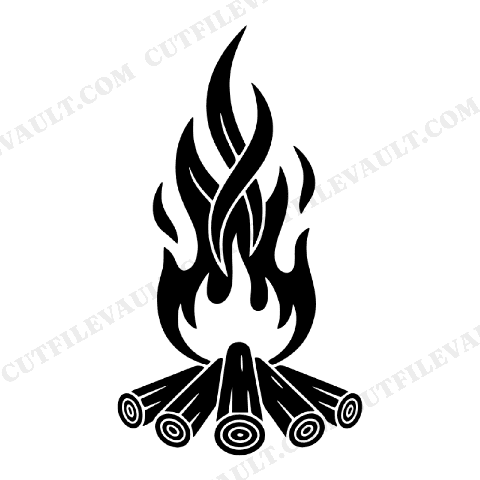 Campfire SVG PNG Teepee Fire Vintage Botanical Flame Cut File for Cricut Silhouette Layered Vinyl, view 1