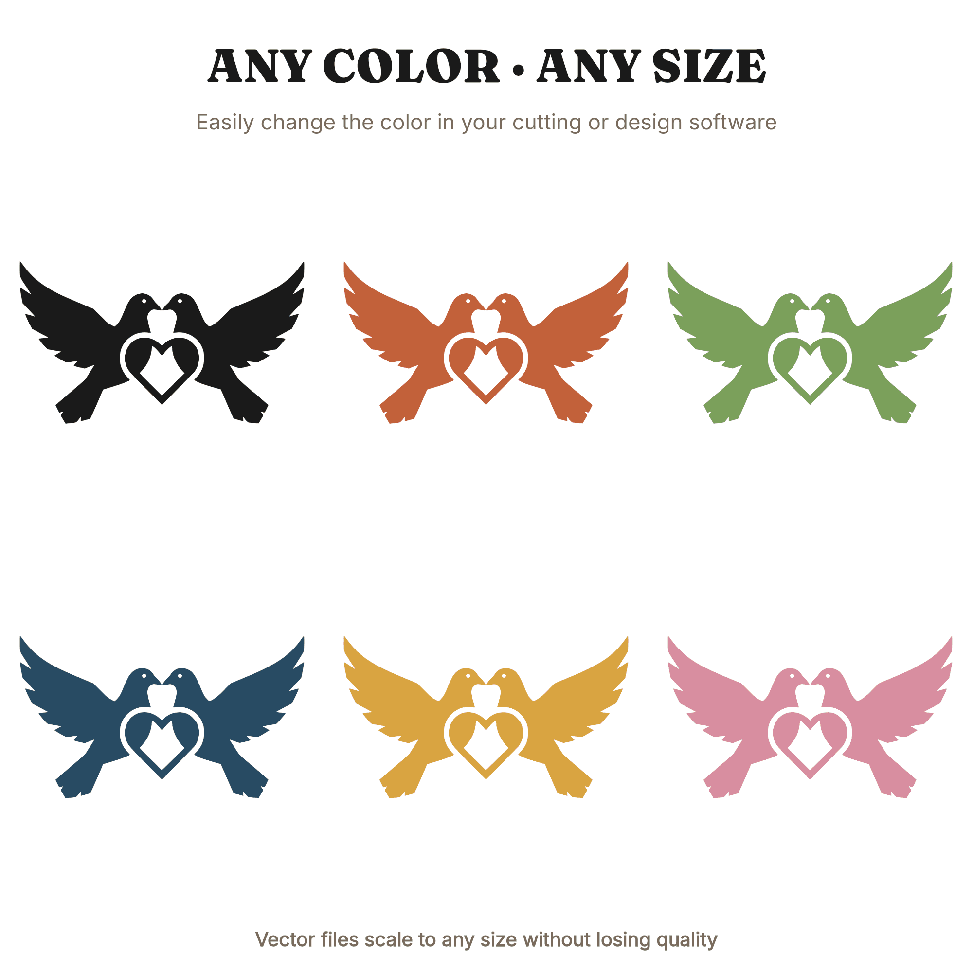 Twin Doves Heart Negative Space SVG PNG, Geometric Wedding Cut File, Bridal Shower Silhouette, view 2