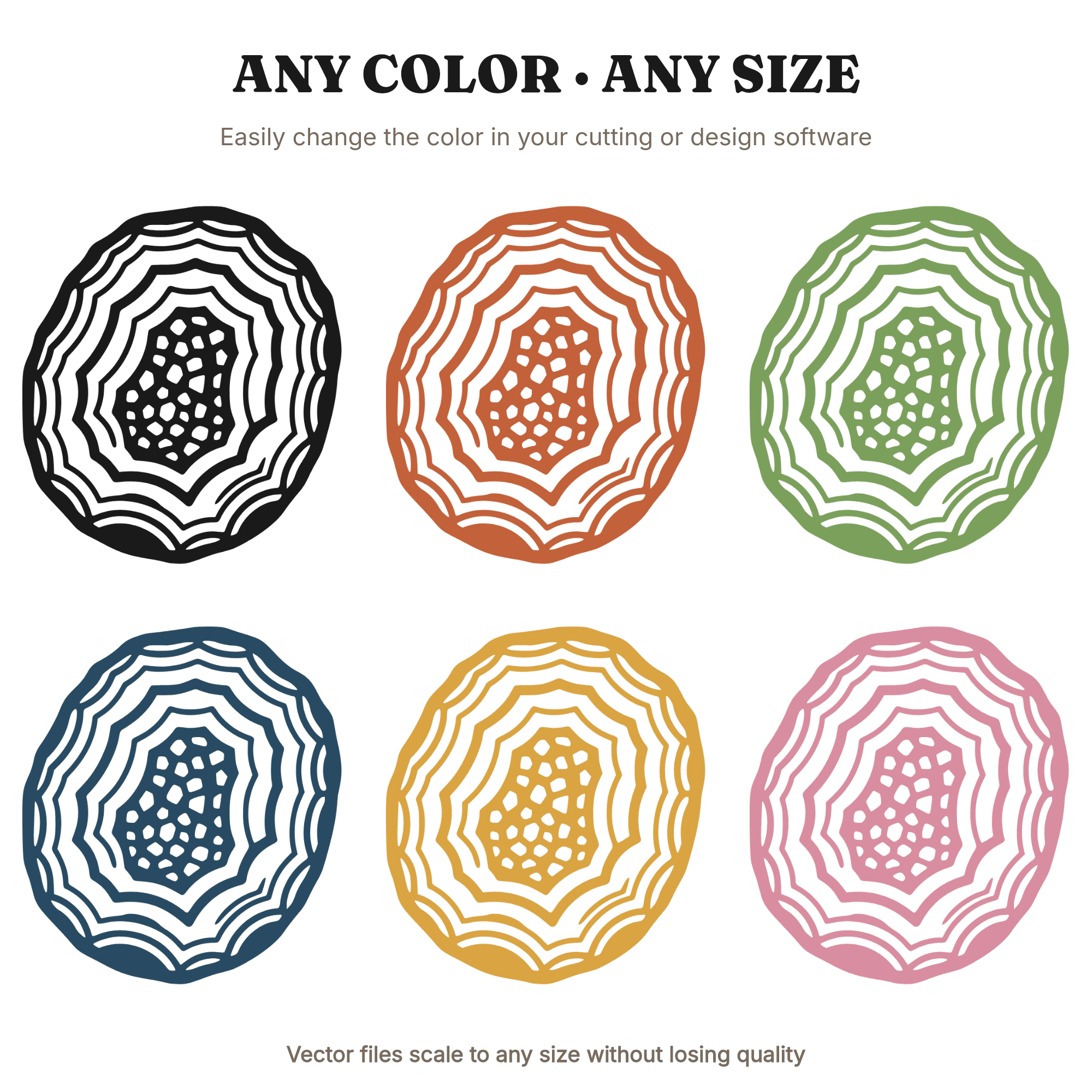 Art Nouveau Geode Slice SVG PNG, Scandinavian Line Art Crystal Cross Section Cut File, view 2