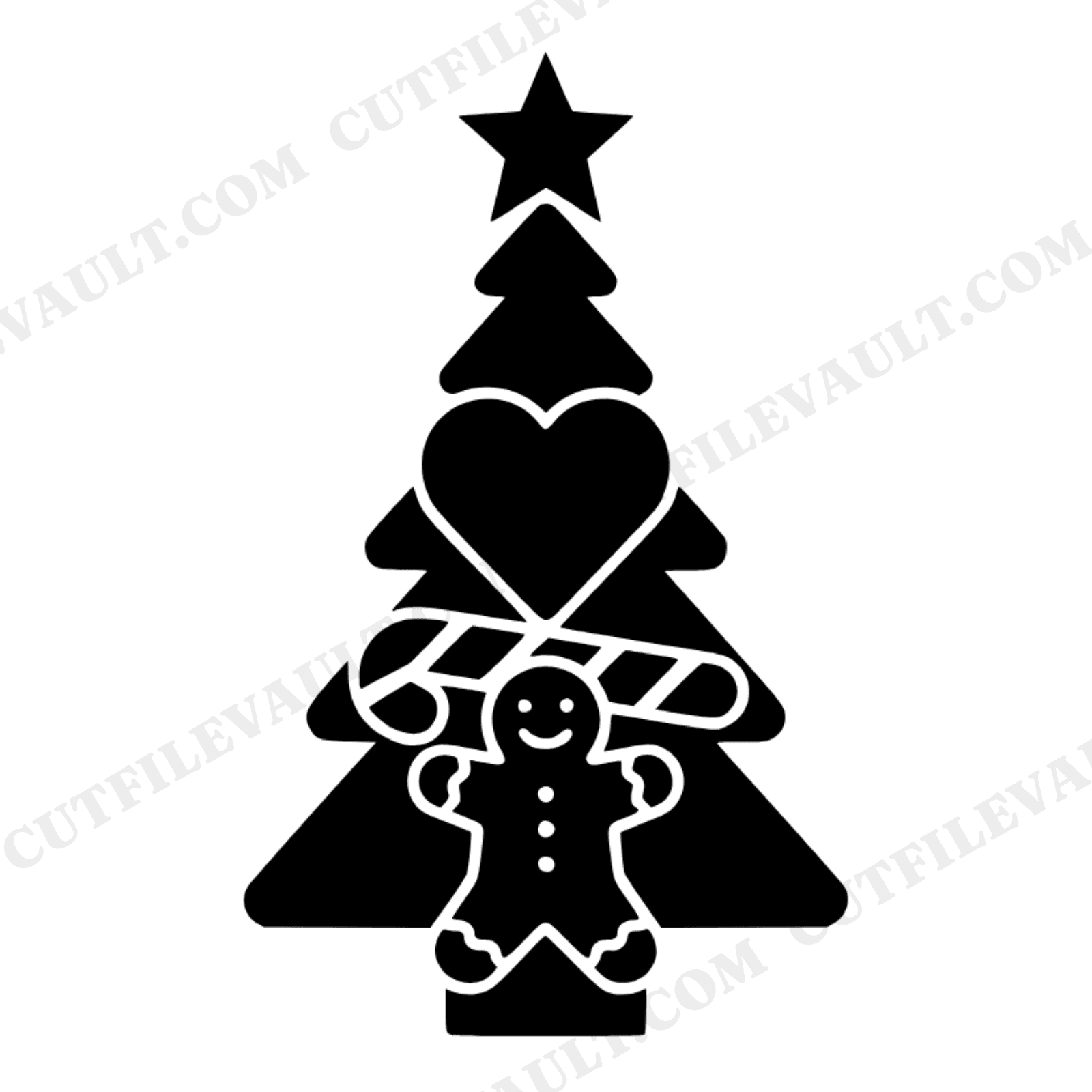 Stacked Cookie Cutter Christmas Tree Tower SVG PNG, Modern Brutalist Holiday Baking Cut File, view 1