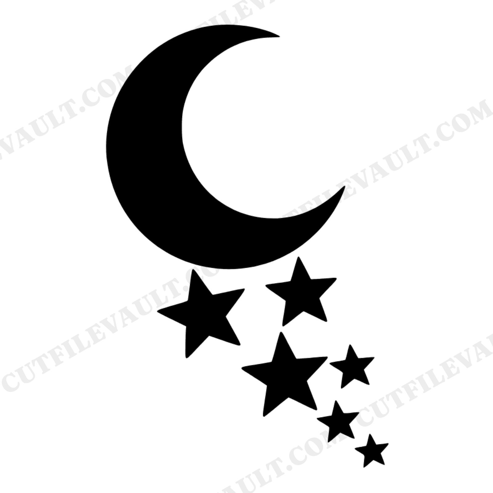 Crescent Moon and Stars SVG PNG, Diagonal Celestial Halloween Decor Cut File, Farmhouse Wall Art, view 1