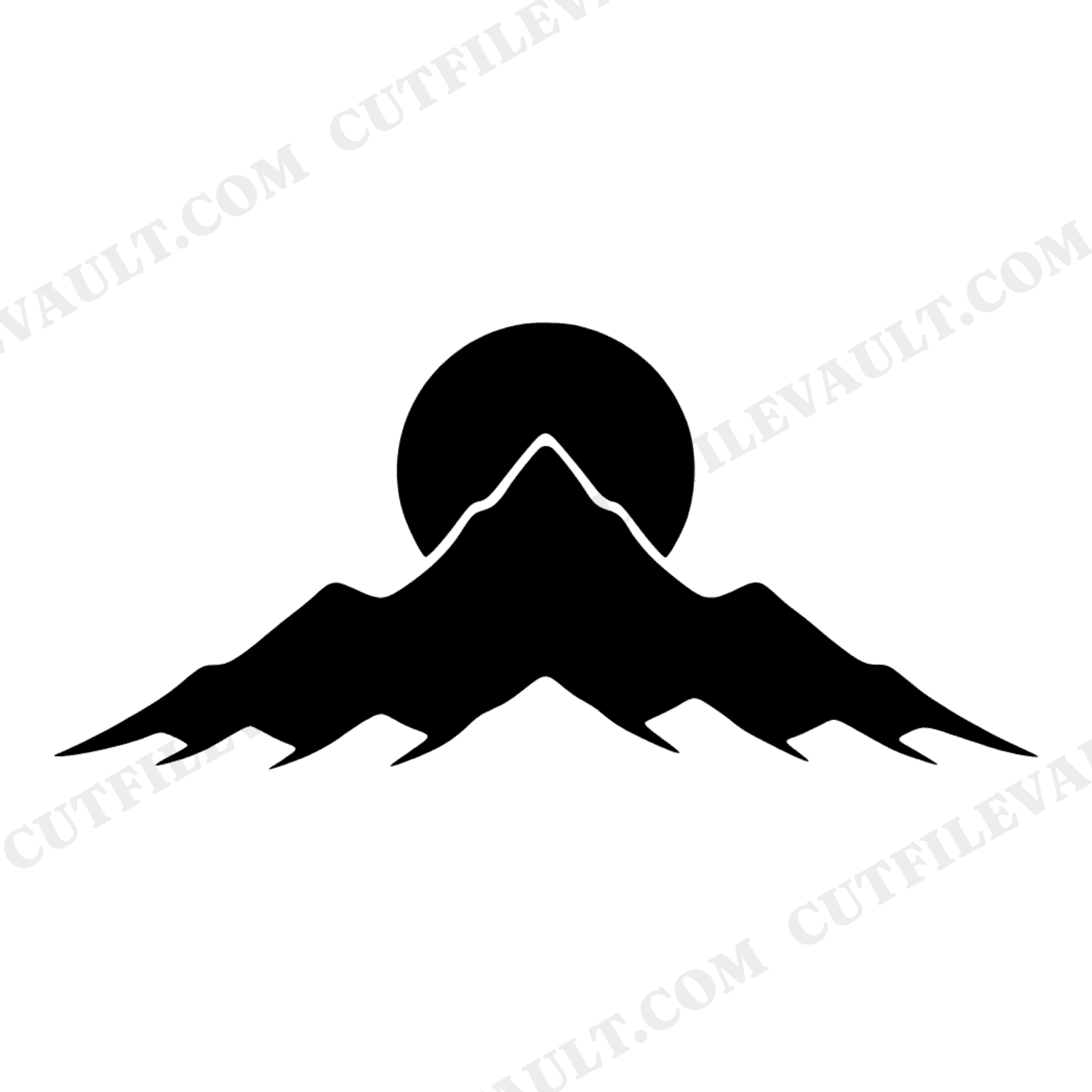 Winter Solstice Mountain Ridge SVG PNG Layered Scene Cut File Scandinavian Boho Line Art Design, view 1
